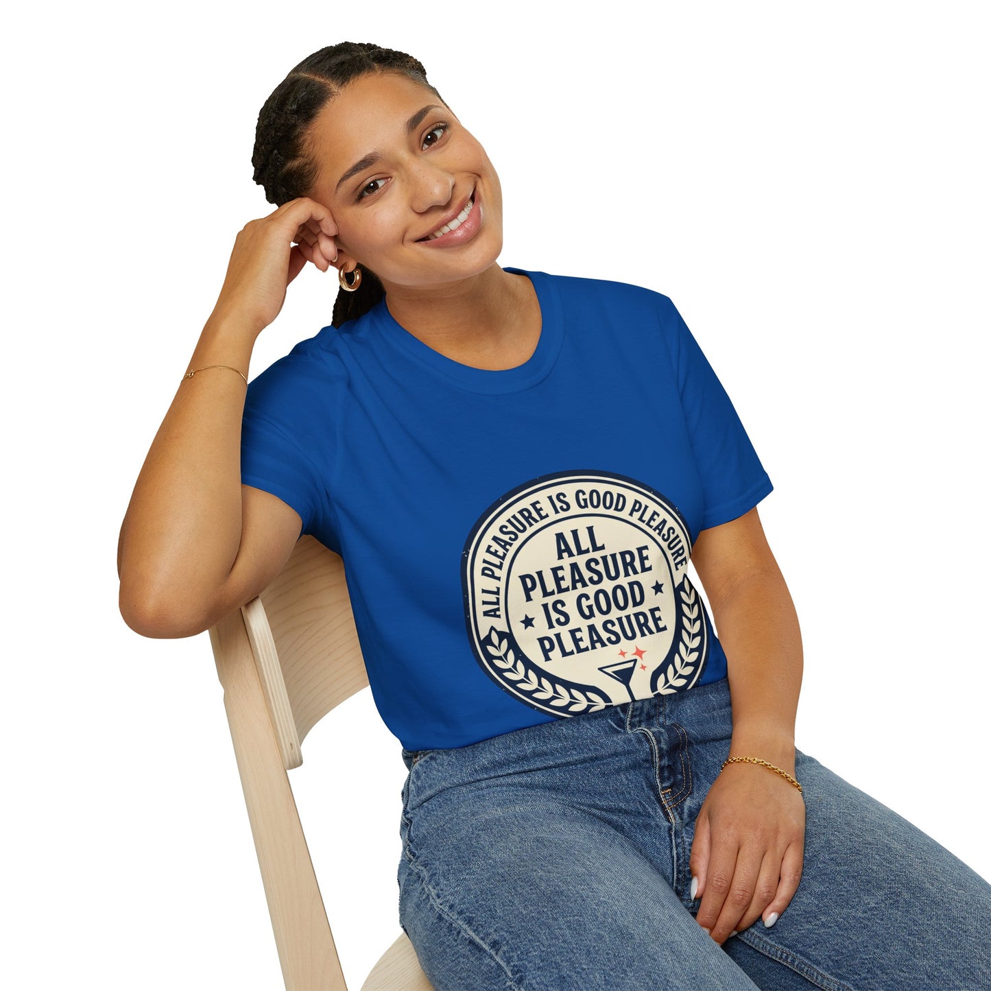 "All Pleasure Is Good Pleasure" Vintage Badge Tee