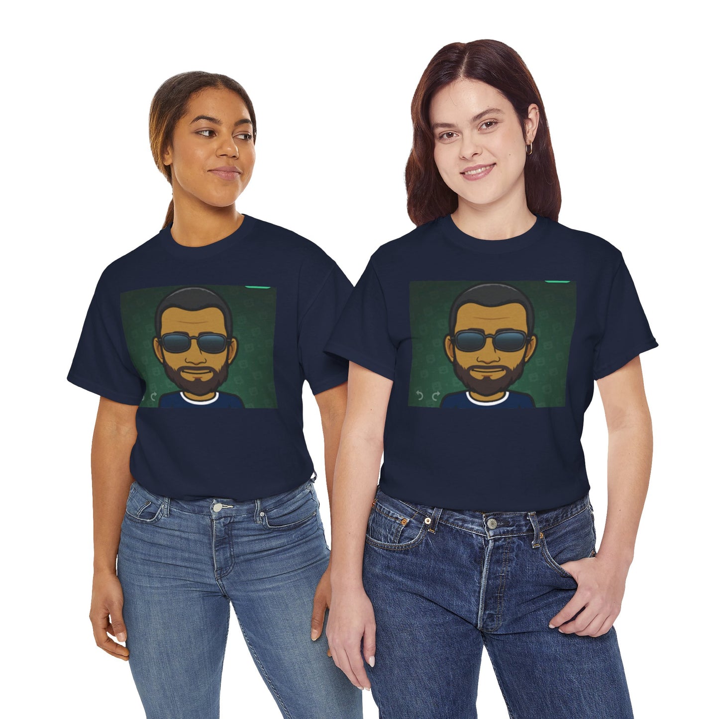 Bitmoji Portrait Tee — Cool Sunglasses Avatar Graphic T-Shirt Printify