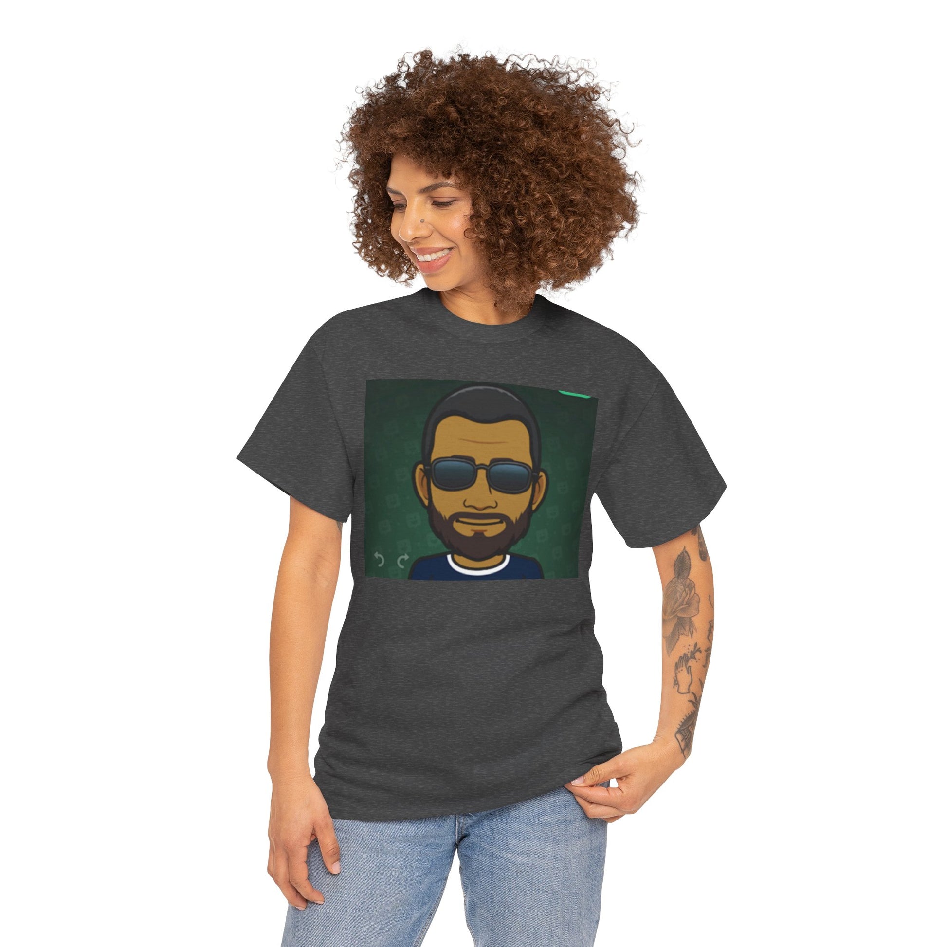 Bitmoji Portrait Tee — Cool Sunglasses Avatar Graphic T-Shirt Printify