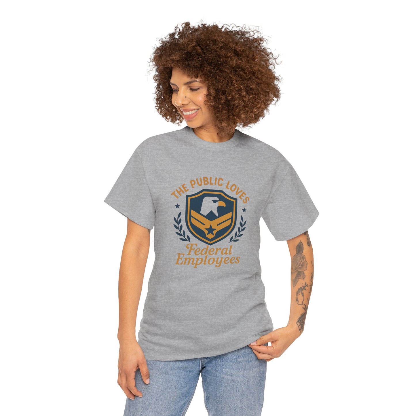 Federal Employees Tee – “The Public Loves Federal Employees” Patriotic Badge Shirt