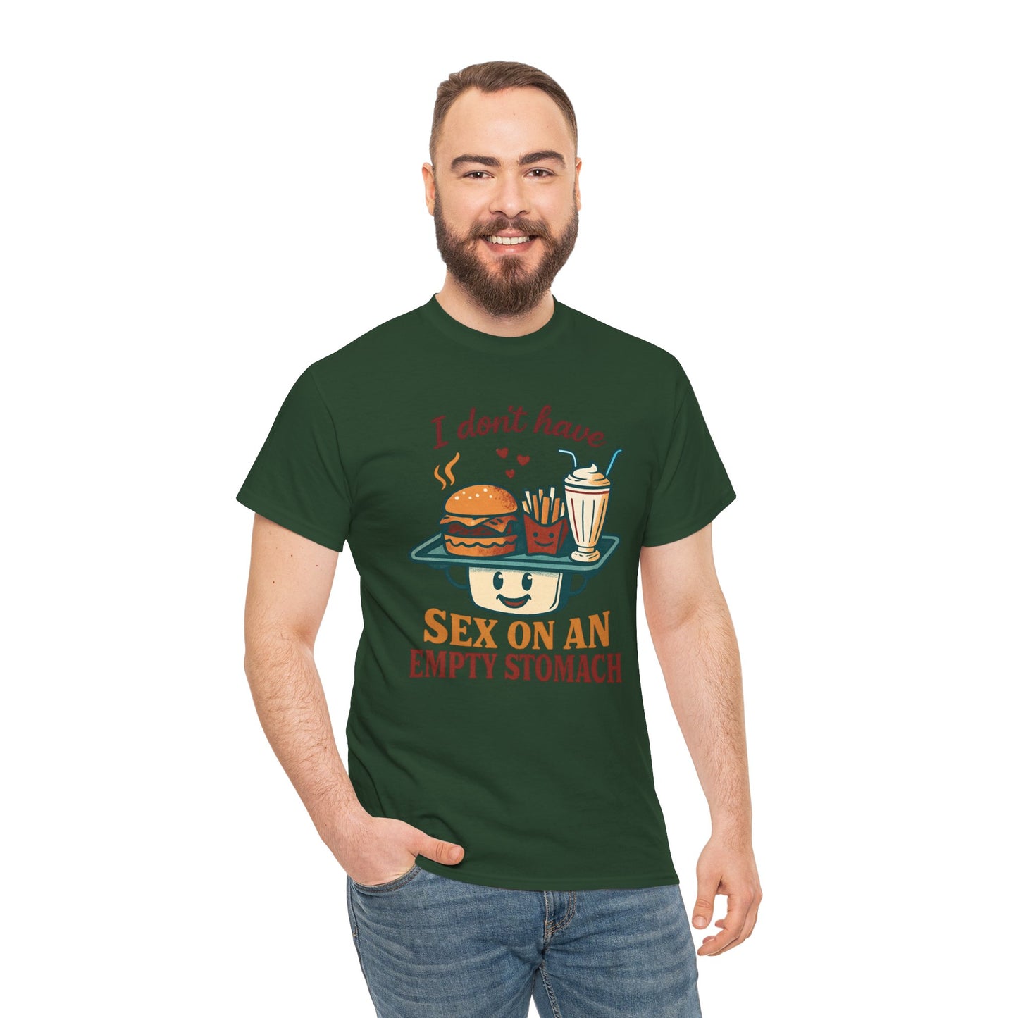 "I Don't Have Sex on an Empty Stomach" Burger & Milkshake Funny T-Shirt