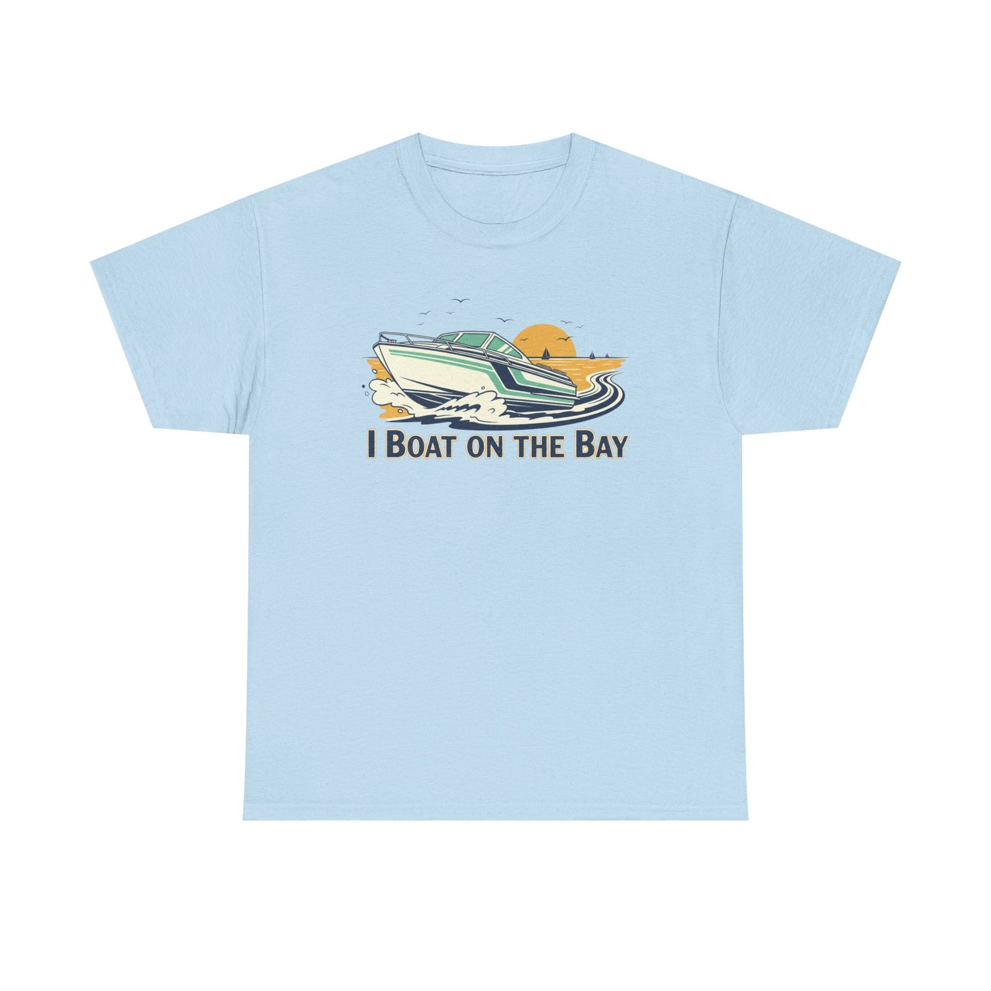 Boat on the Bay T-Shirt — Retro Motorboat Sunset Tee Printify