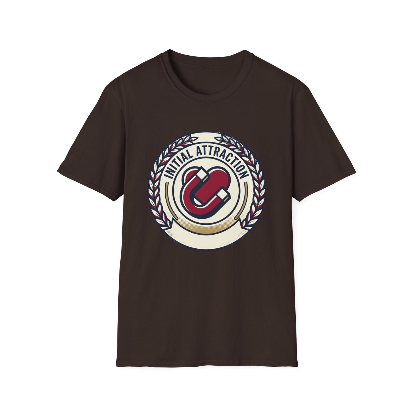 Initial Attraction T-Shirt — Retro Badge Heart Design