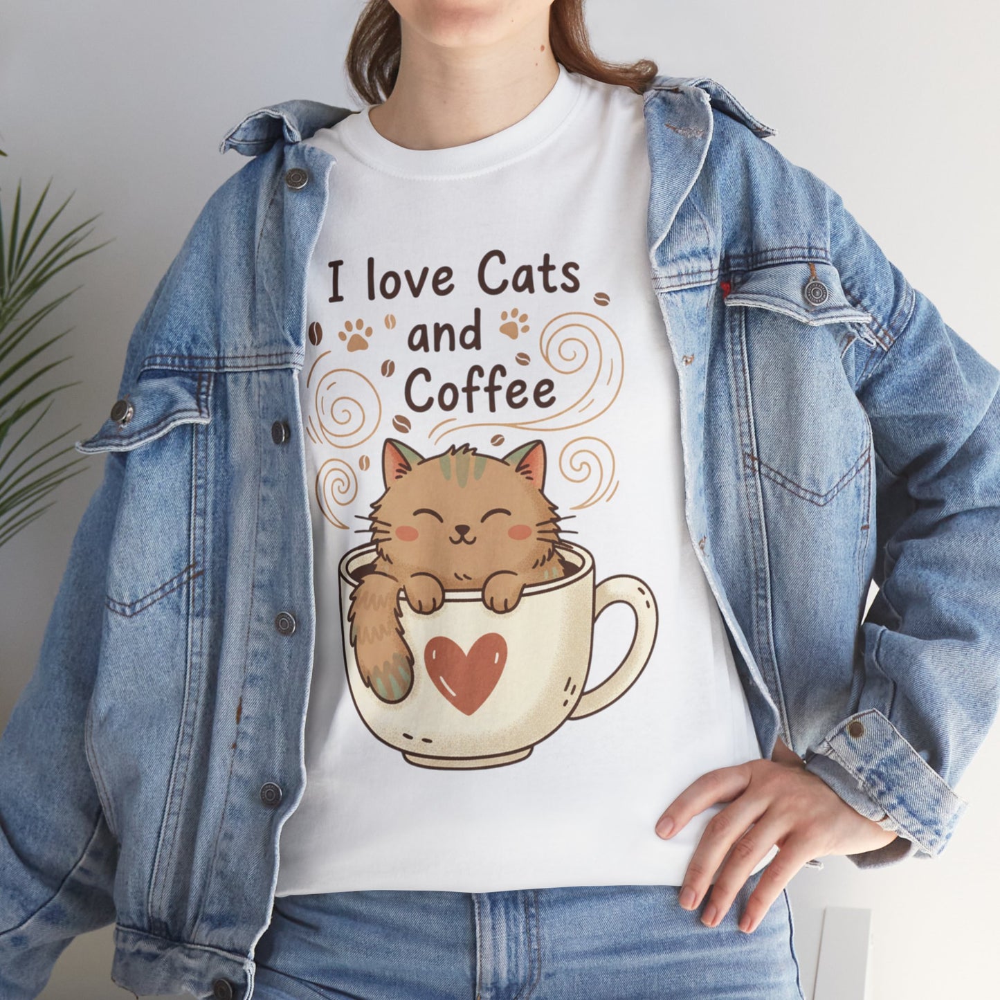 Cat and Coffee T‑Shirt — "I Love Cats and Coffee" Cute Cat in Mug Tee