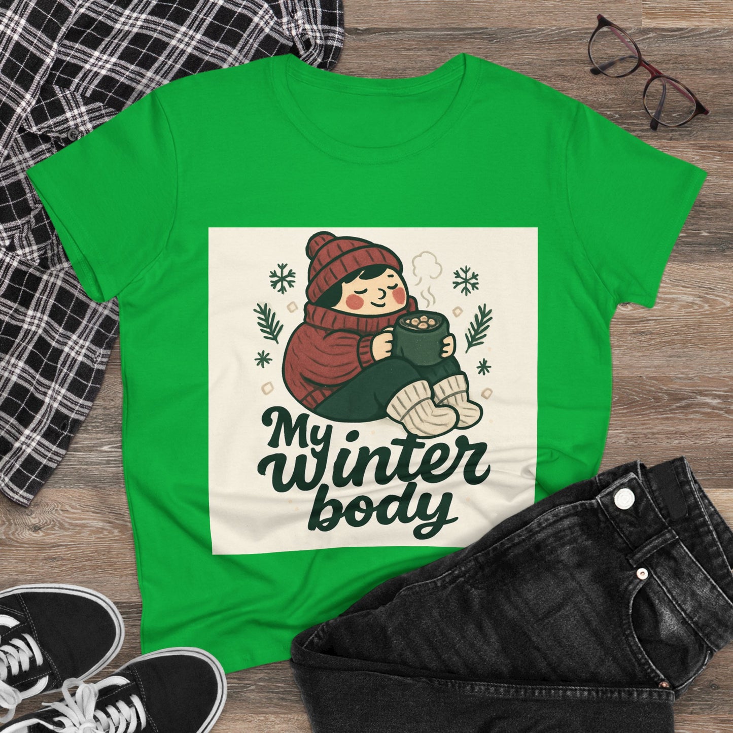 My Winter Body Women's Tee — Cozy Hot Cocoa Graphic T-Shirt
