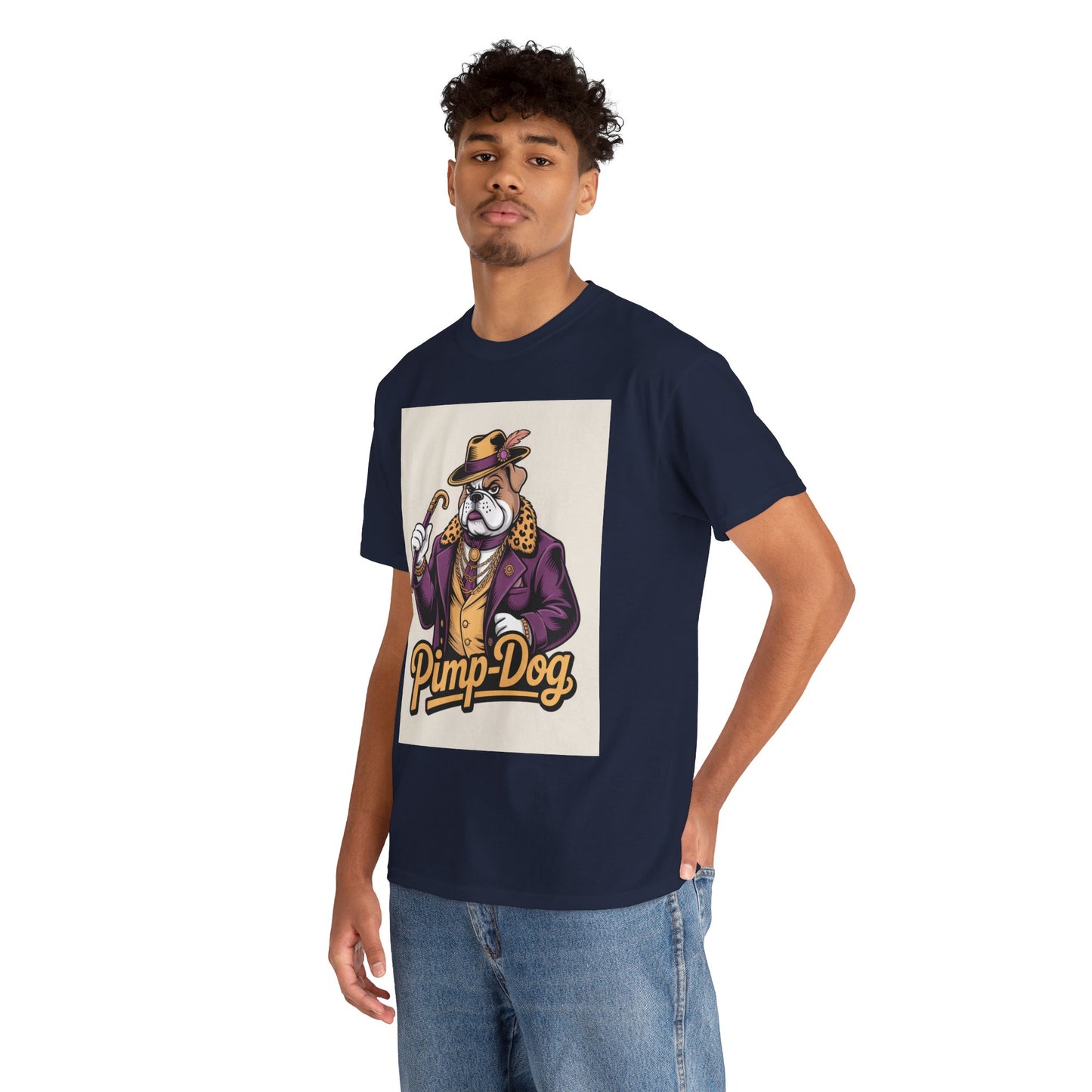 Pimp-Dog Graphic Tee — Retro Bulldog Character Shirt Printify