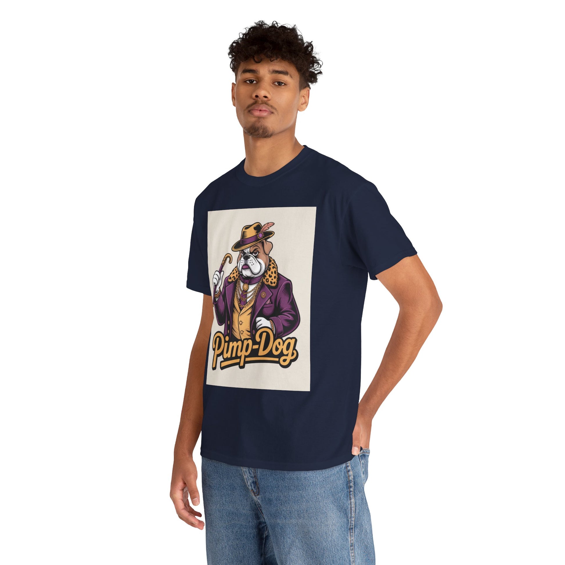 Pimp-Dog Graphic Tee — Retro Bulldog Character Shirt Printify