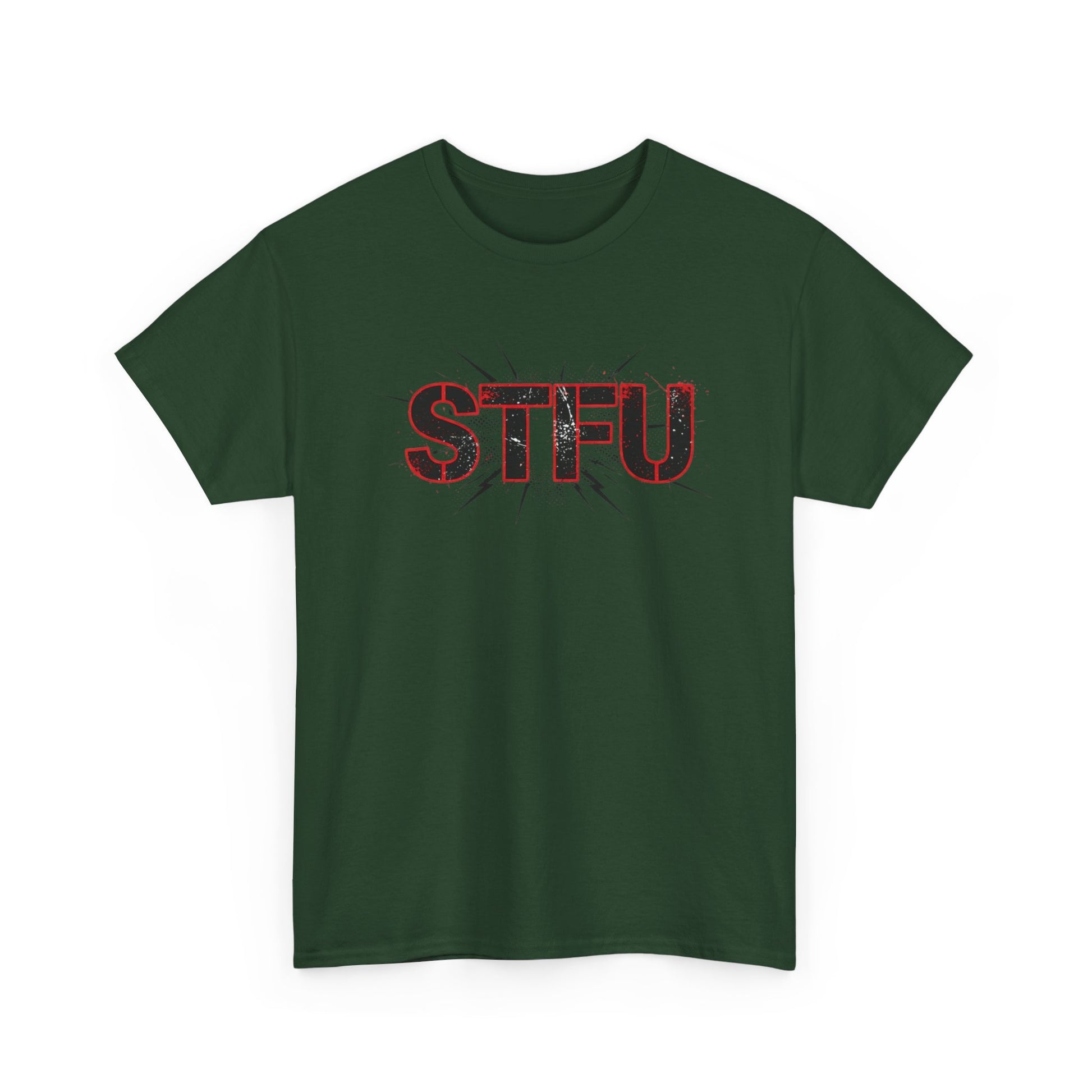 STFU Graphic Tee — Bold Distressed Text Shirt for Statement Style Printify