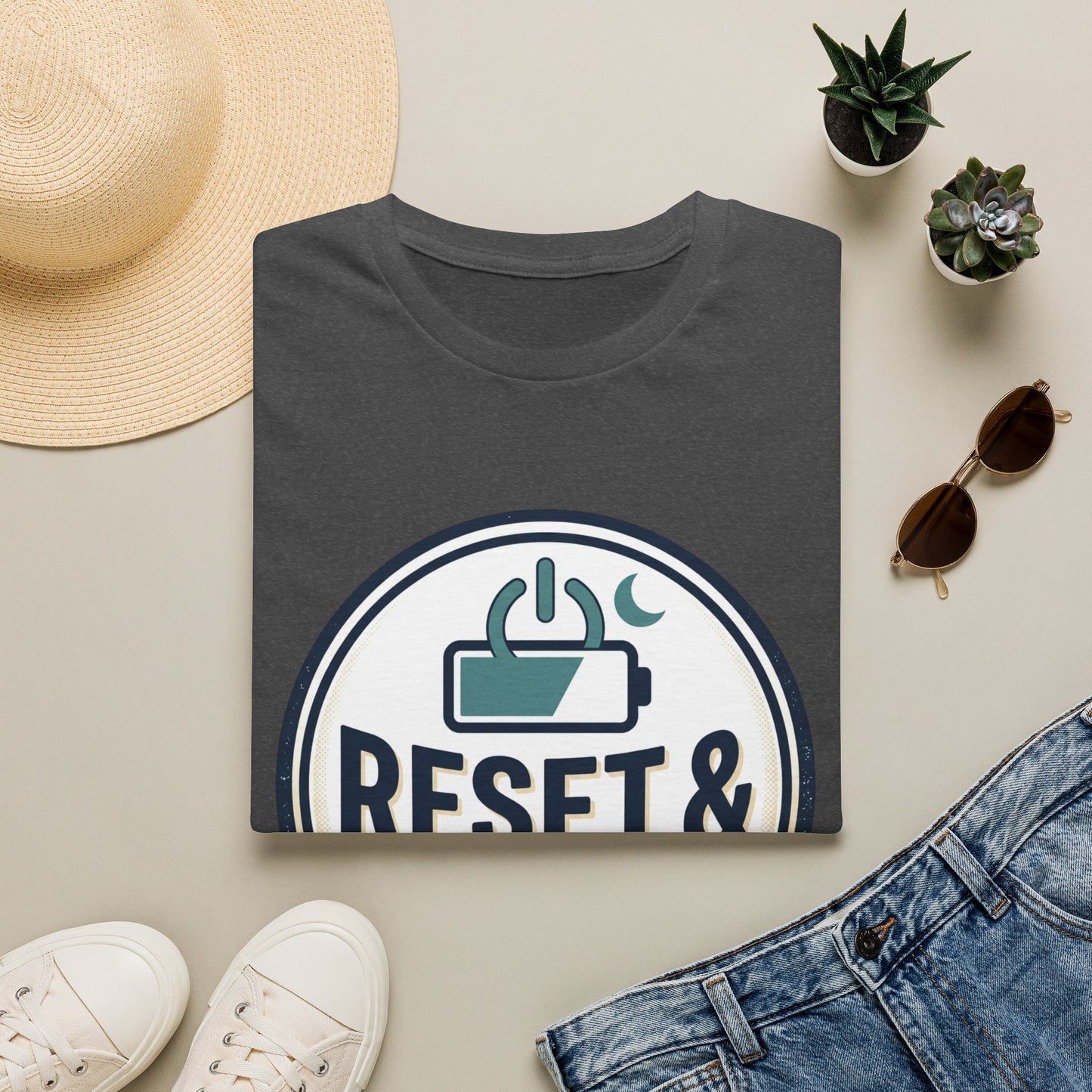 Reset & Recharge T-Shirt — Self-Care Relaxation Graphic Tee