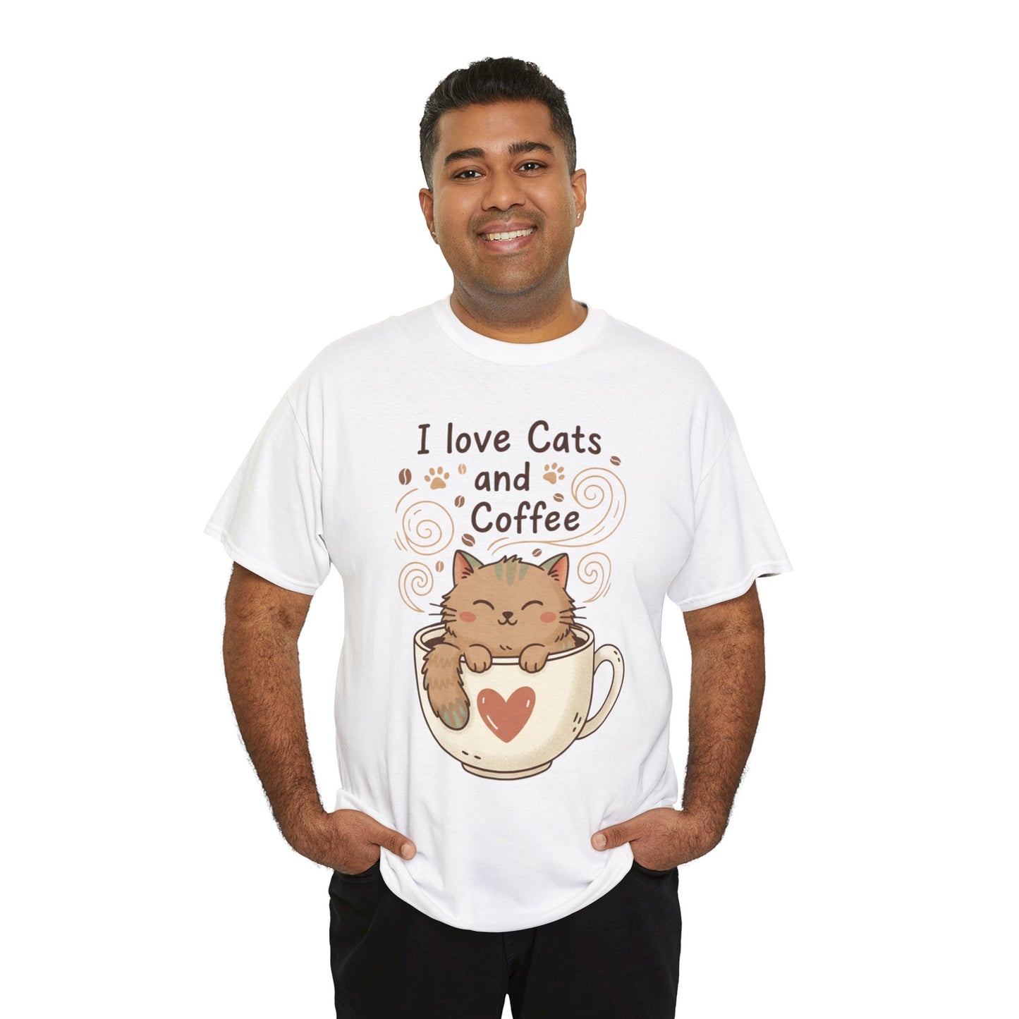 Cat and Coffee T‑Shirt — "I Love Cats and Coffee" Cute Cat in Mug Tee