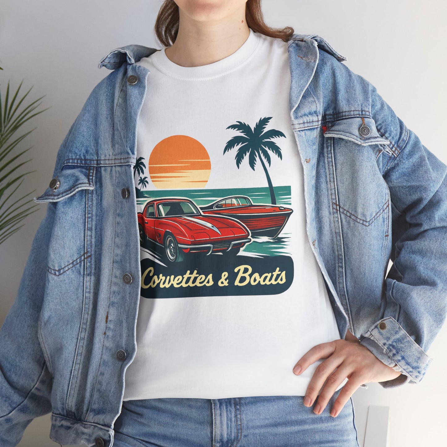 Corvettes & Boats Retro Sunset T‑Shirt