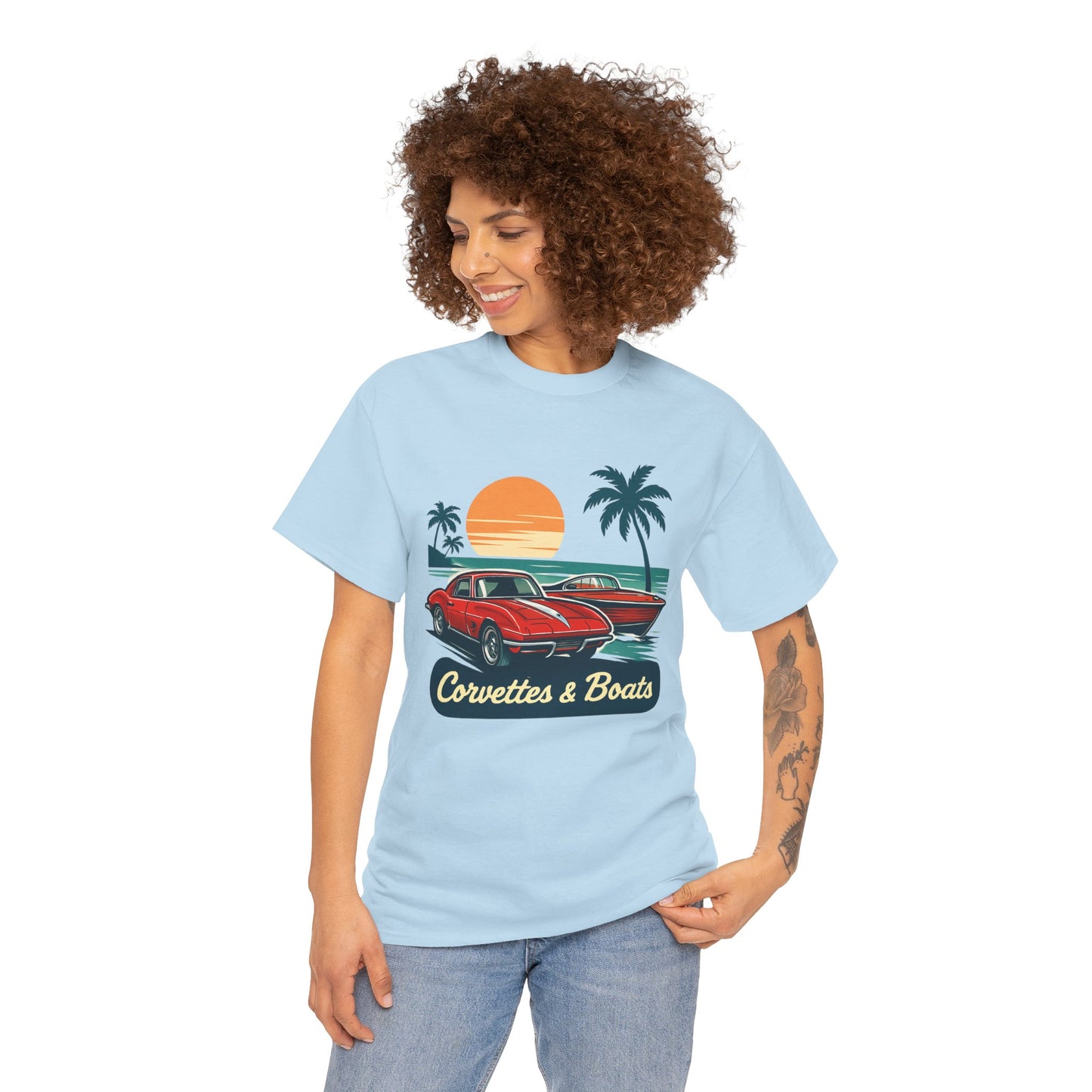 Corvettes & Boats Retro Sunset T‑Shirt