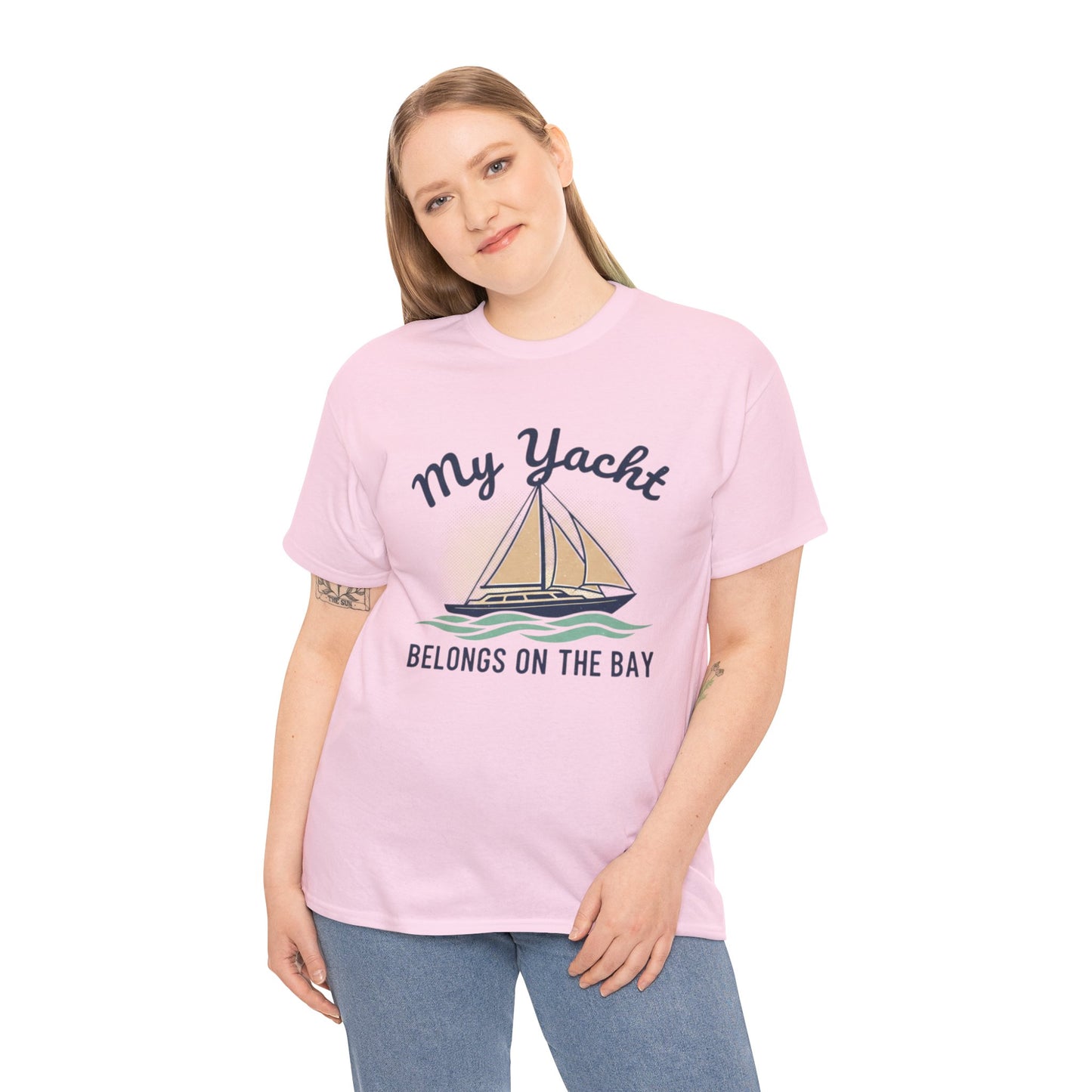 Sailboat Graphic Tee - "My Yacht Belongs on the Bay" Casual Nautical T-Shirt