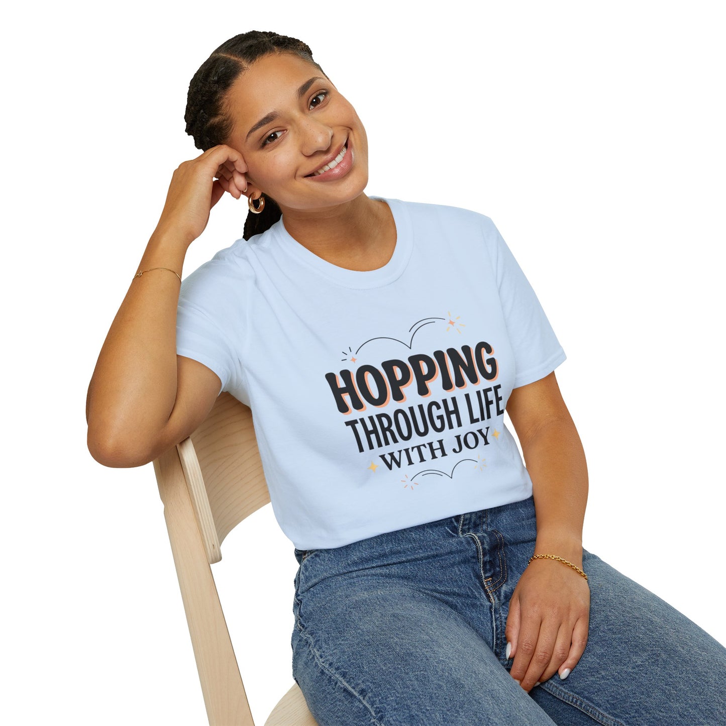 Hopping Through Life Tee — "Hopping Through Life with Joy" Inspirational Graphic T-Shirt