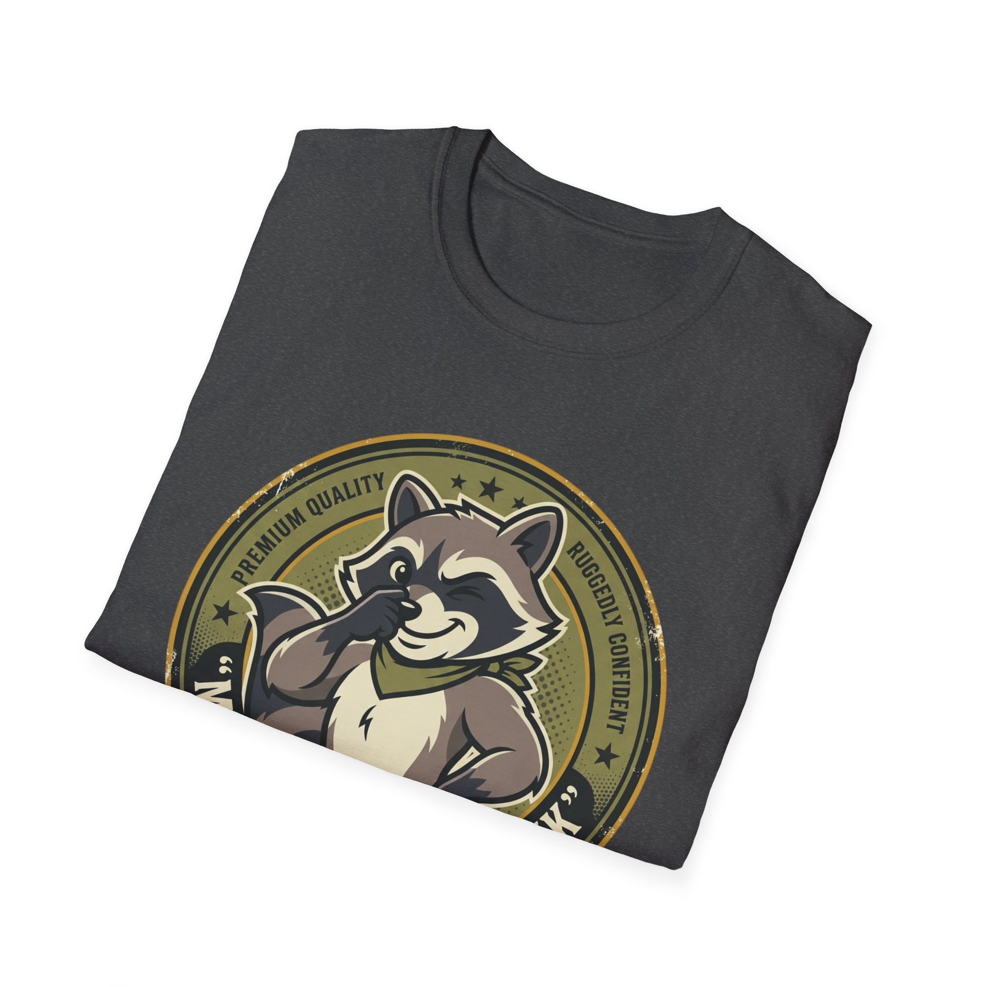 Raccoon Badge T-Shirt — "My Shit Doesn't Stink" Funny Graphic Tee Printify