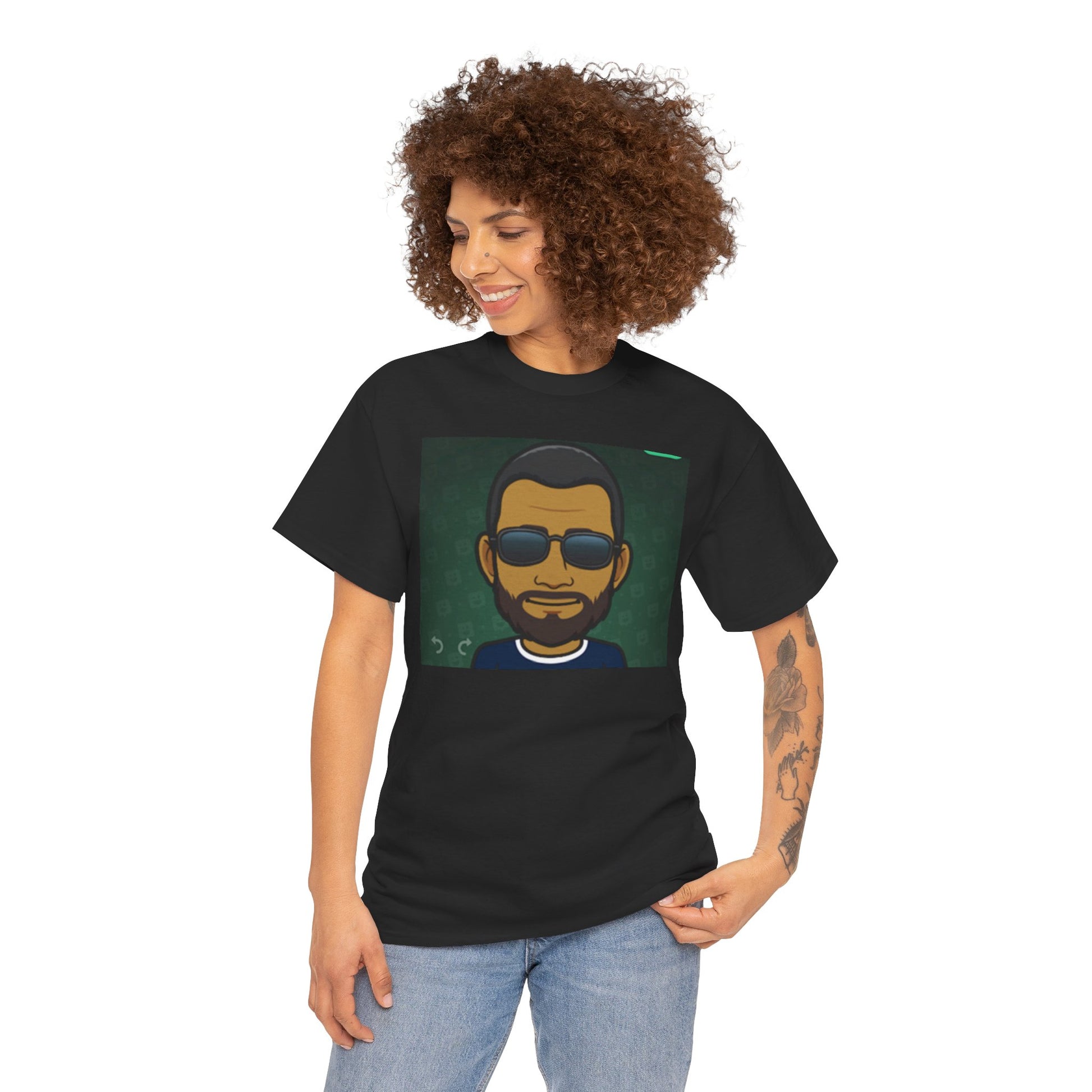 Bitmoji Portrait Tee — Cool Sunglasses Avatar Graphic T-Shirt Printify