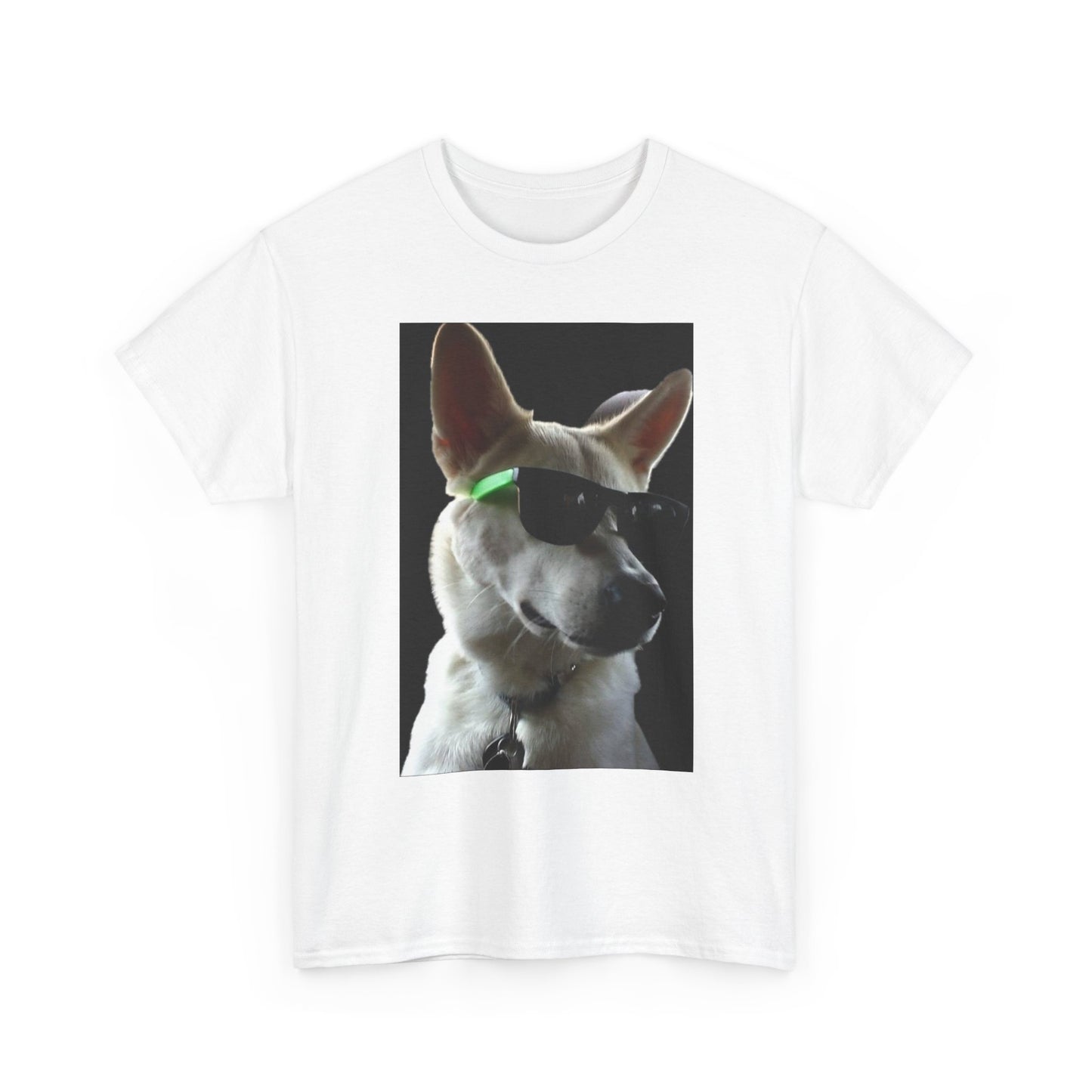 Cyberpunk Dog Photo Tee — Futuristic Bull Terrier Graphic T-Shirt Printify