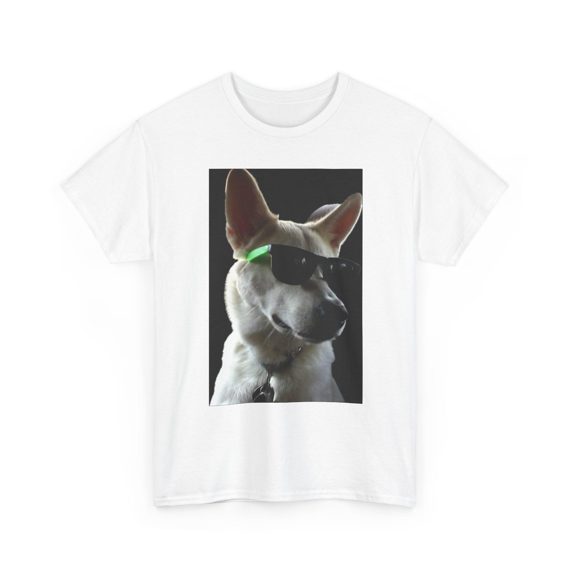 Cyberpunk Dog Photo Tee — Futuristic Bull Terrier Graphic T-Shirt Printify