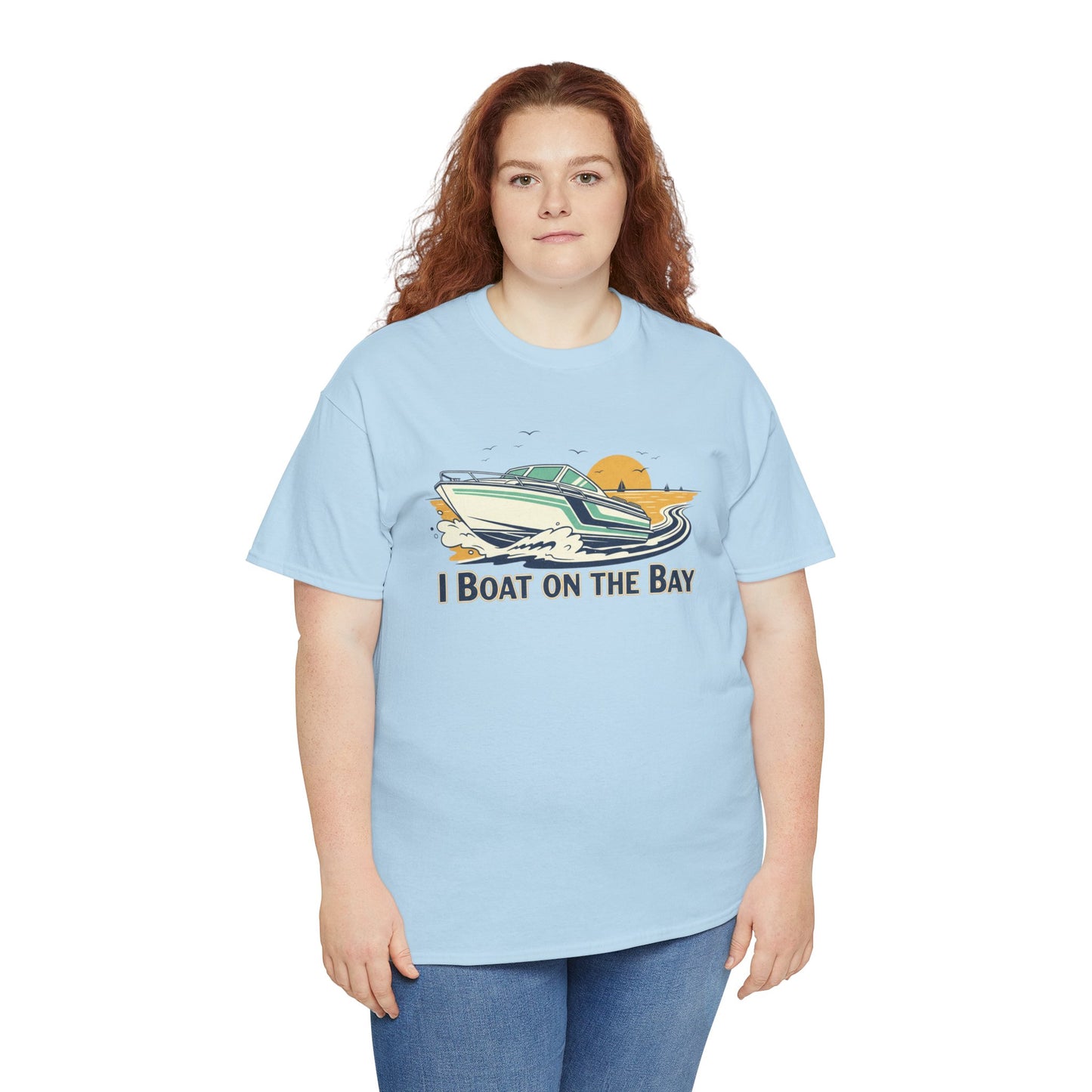 Boat on the Bay T-Shirt — Retro Motorboat Sunset Tee Printify