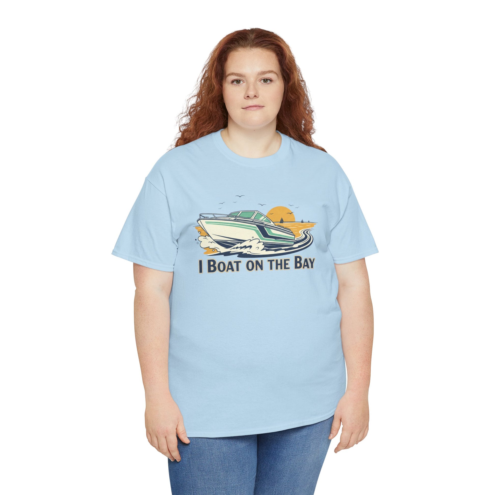 Boat on the Bay T-Shirt — Retro Motorboat Sunset Tee Printify