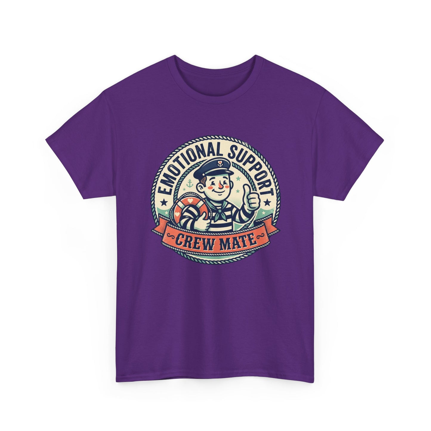Emotional Support Crew Mate T‑Shirt — Retro Nautical Crewmate Tee Printify