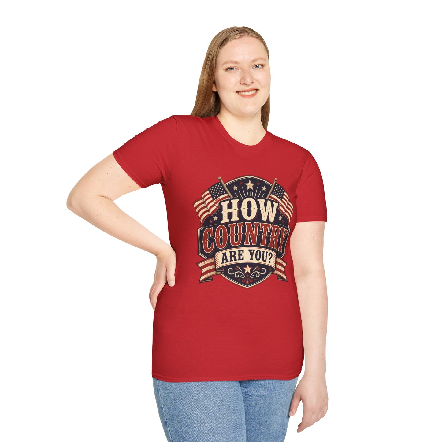 How Country Are You? T-Shirt — Vintage American Flag Country Graphic Tee
