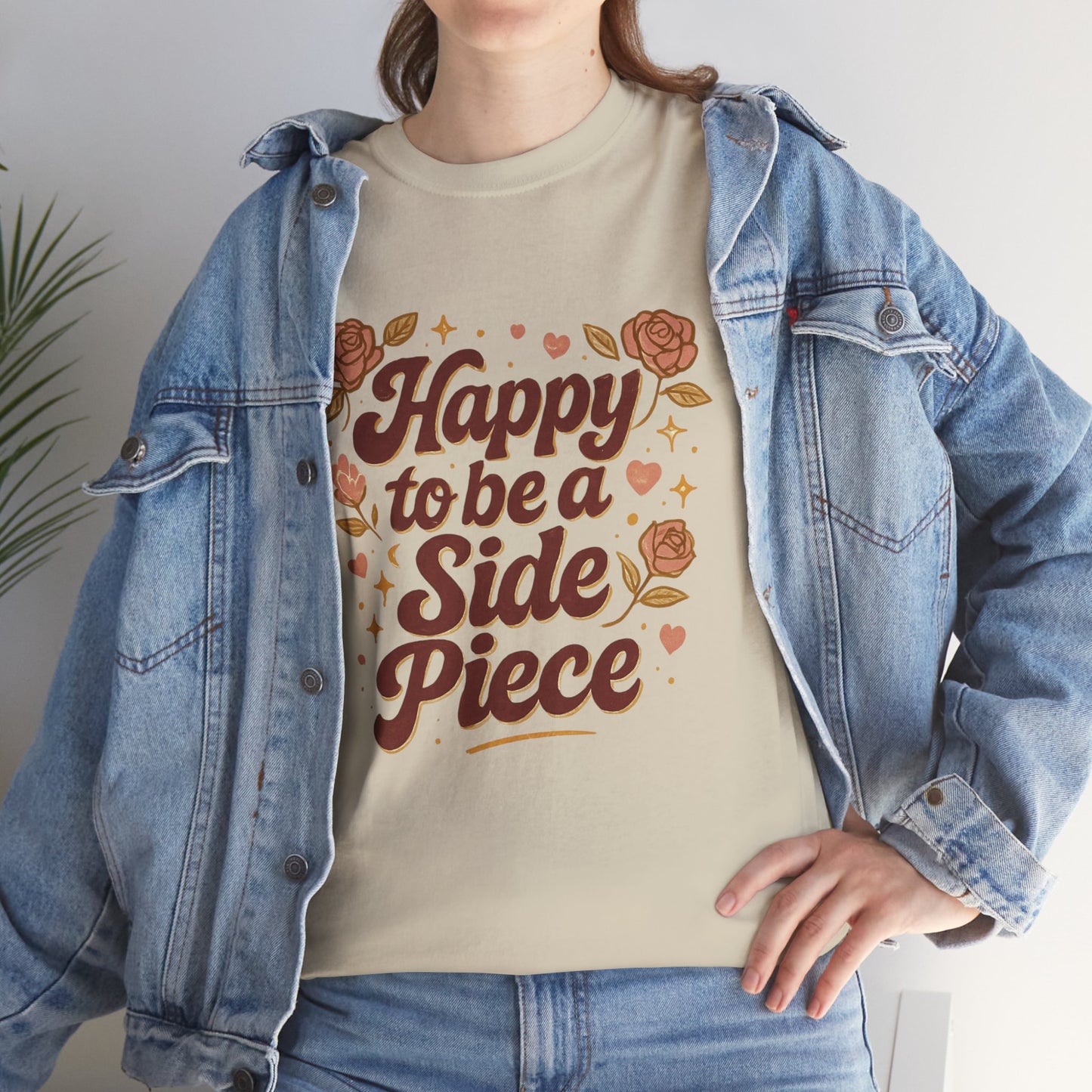 Happy to Be a Side Piece Tee — Retro Floral Statement T-Shirt