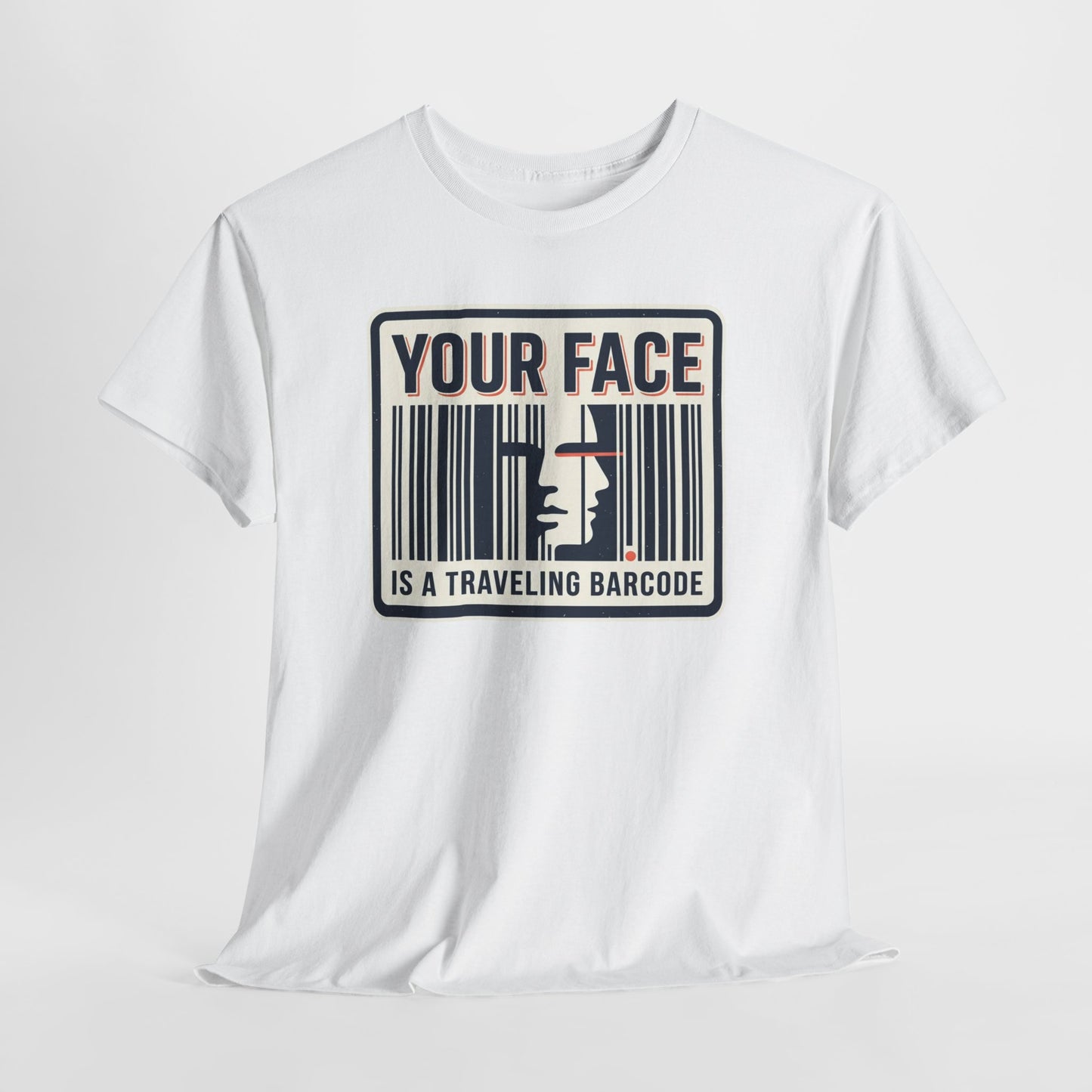 "Your Face Is a Traveling Barcode" Graphic Tee