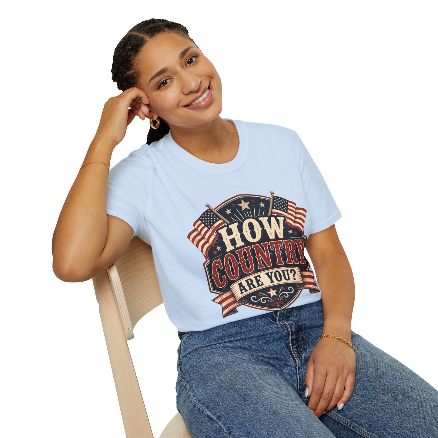 How Country Are You? T-Shirt — Vintage American Flag Country Graphic Tee