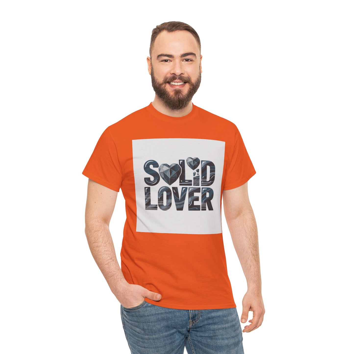 Solid Lover T‑Shirt — Bold Heart Typography Tee for Couples & Romance