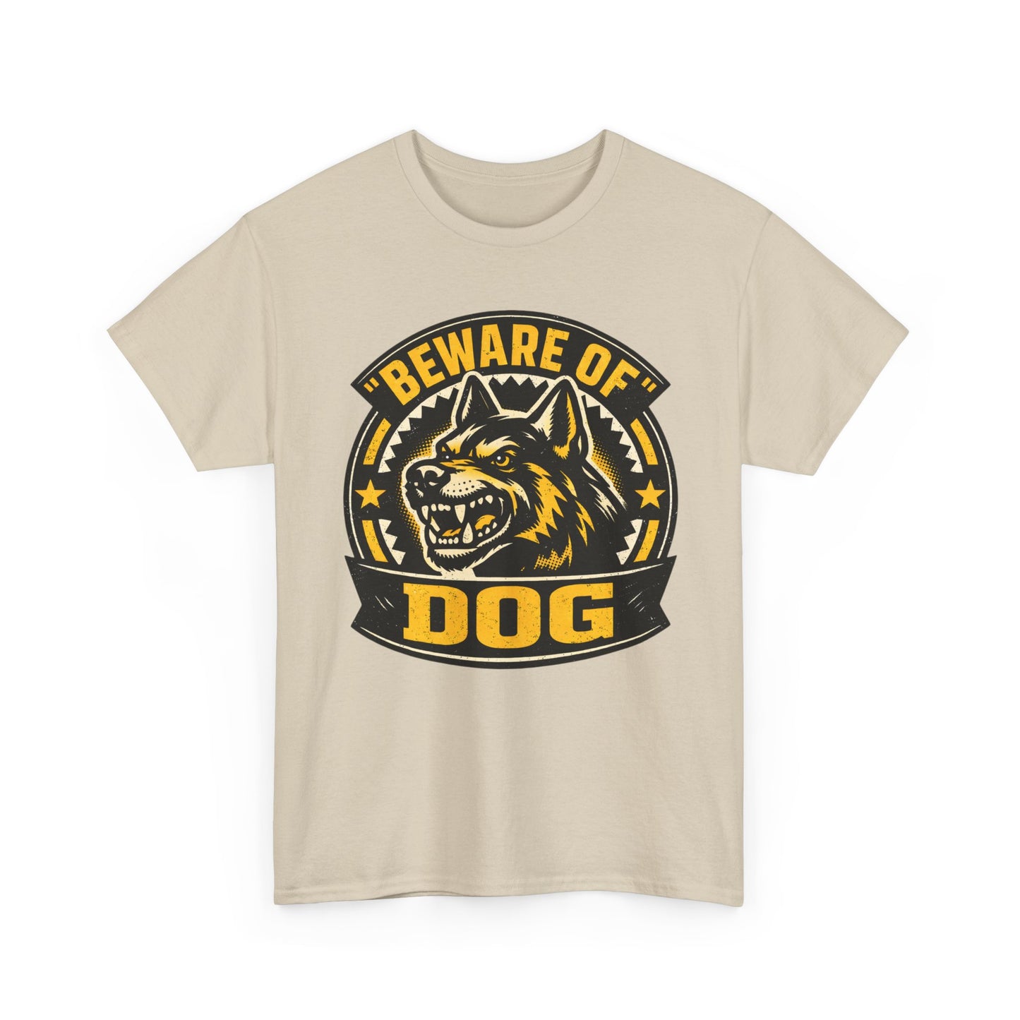 Beware of Dog T-Shirt — Retro Aggressive Dog Warning Graphic Tee Printify