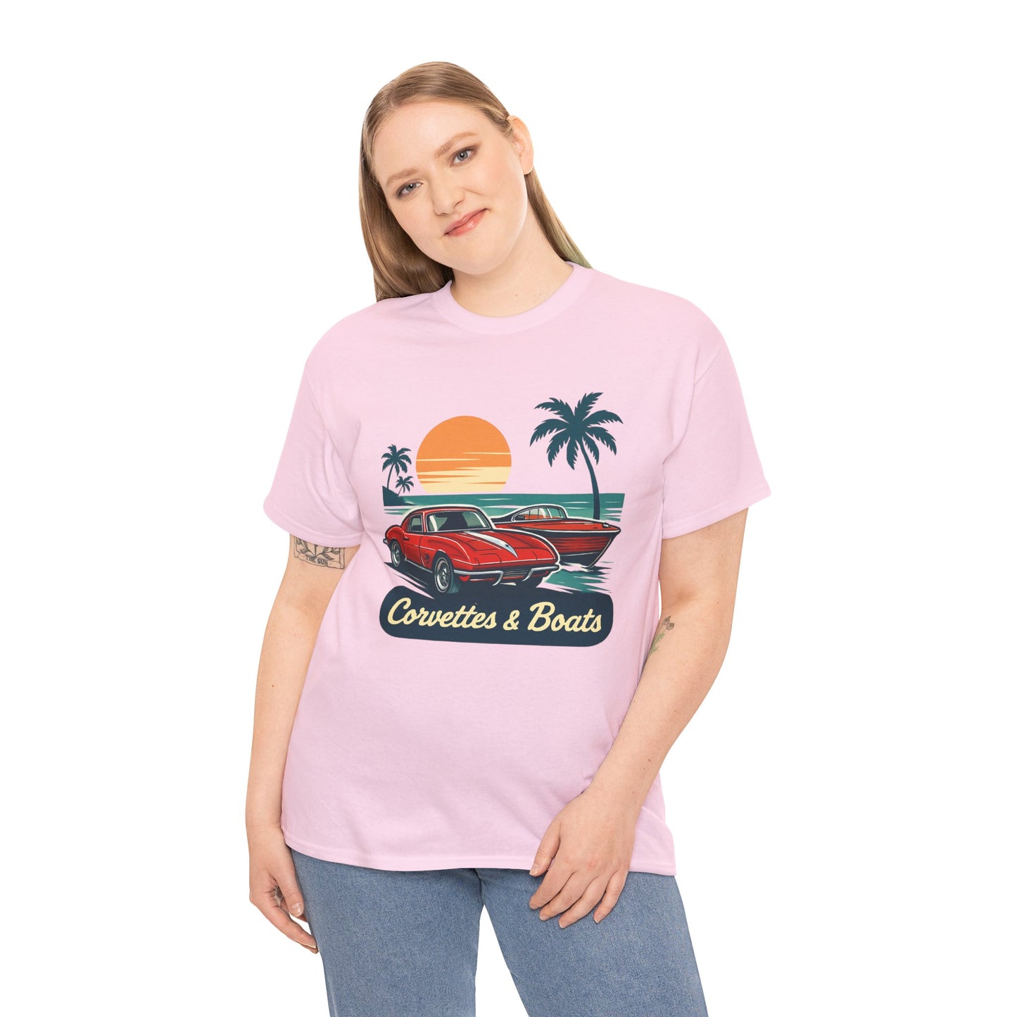 Corvettes & Boats Retro Sunset T‑Shirt