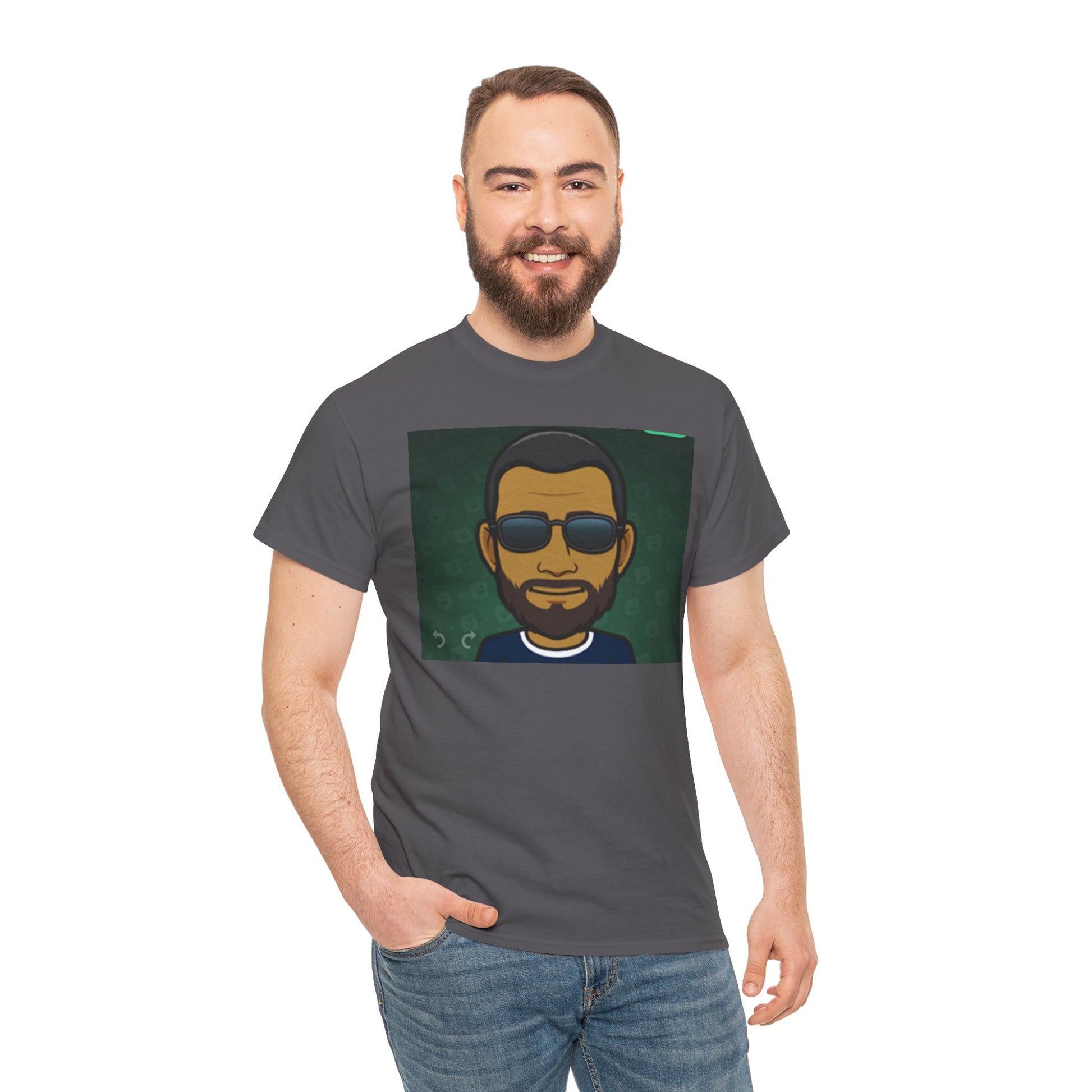 Bitmoji Portrait Tee — Cool Sunglasses Avatar Graphic T-Shirt Printify