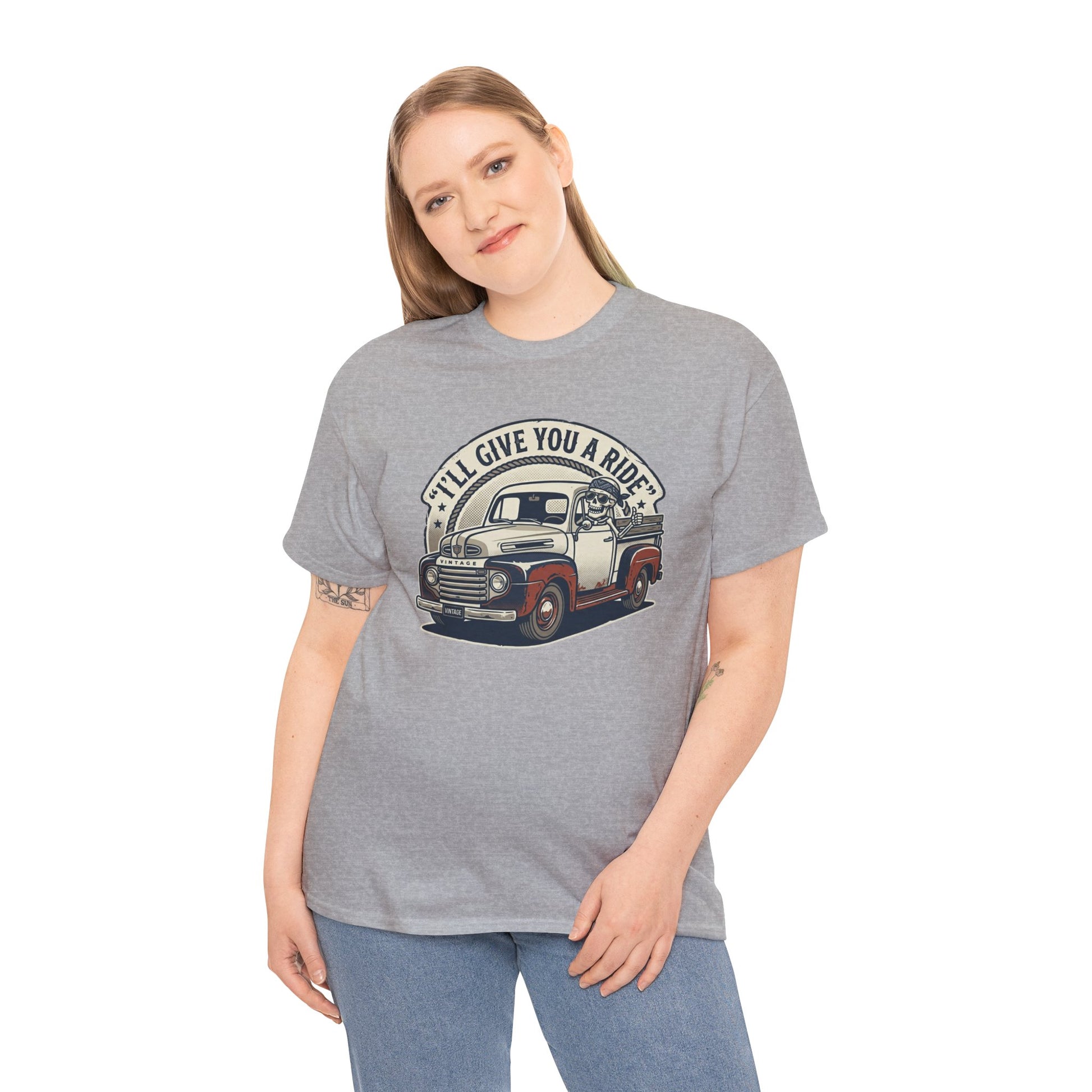 Vintage Pickup Truck T-Shirt — “I’ll Give You a Ride” Classic Retro Tee Printify