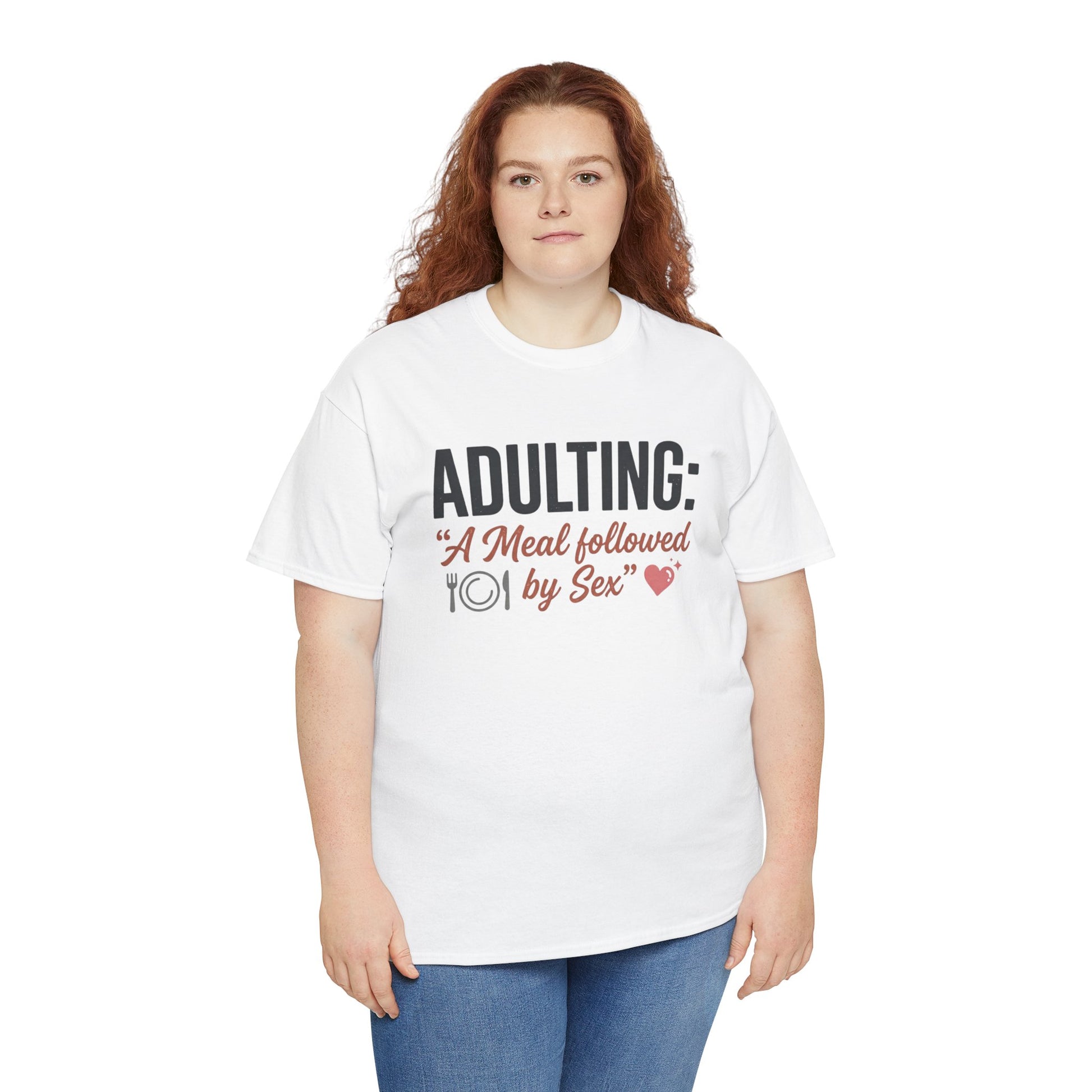 Adulting T‑Shirt – "Adulting: A Meal Followed by Sex" Funny Graphic Tee Printify