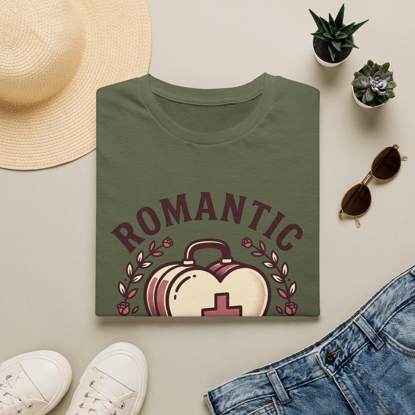 Romantic Provider T-Shirt — Heart Medical Badge Vintage Nurse Love Tee