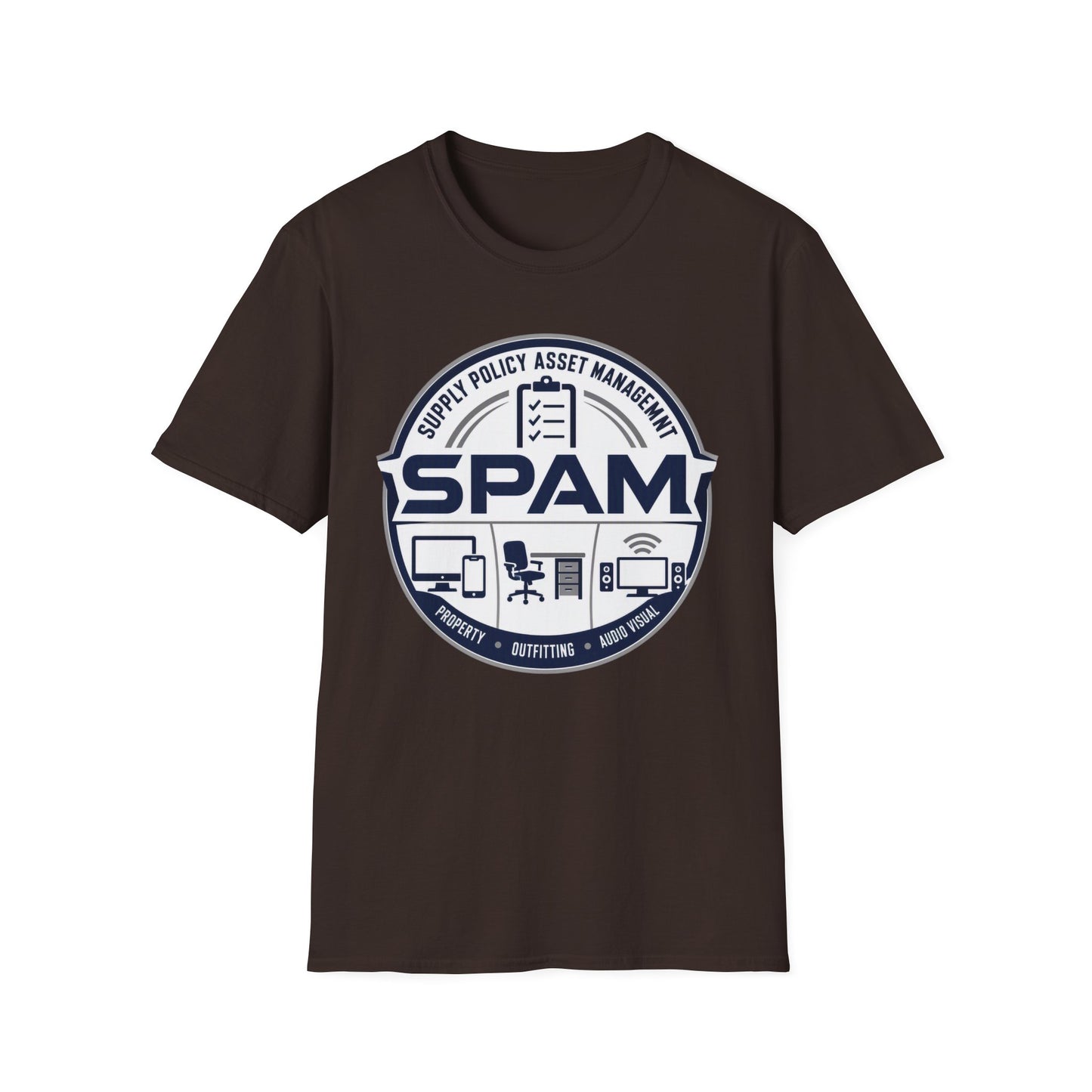 SPAM Supply Policy Asset Management T-Shirt — Logistics/ IT / Admin Graphic Tee