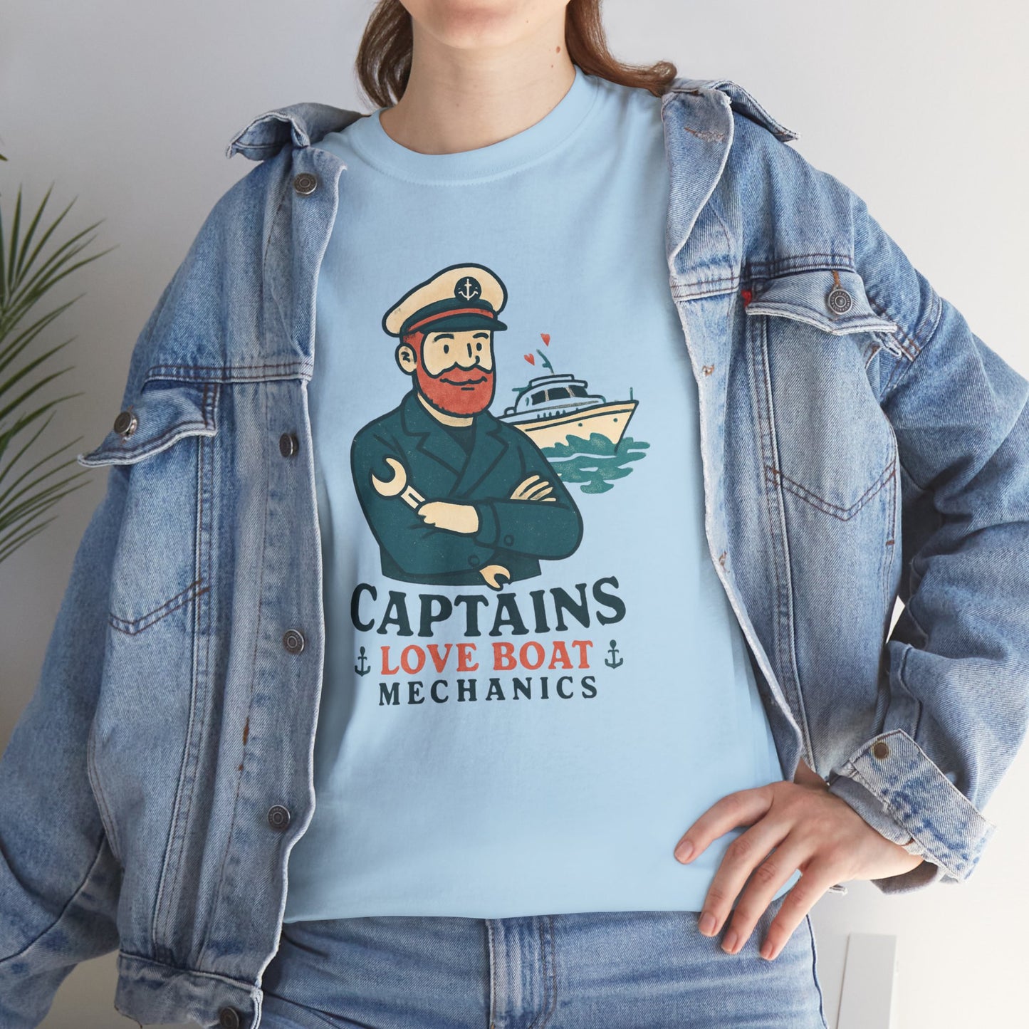 Captain Mechanics T‑Shirt — "Captains Love Boat Mechanics" Nautical Crew Tee
