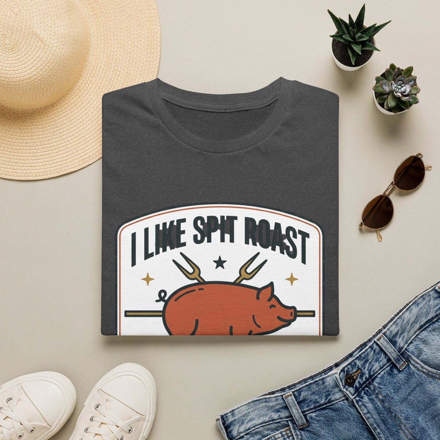I Like Spit Roast T-Shirt — Retro BBQ Pig Tee for Grill Lovers