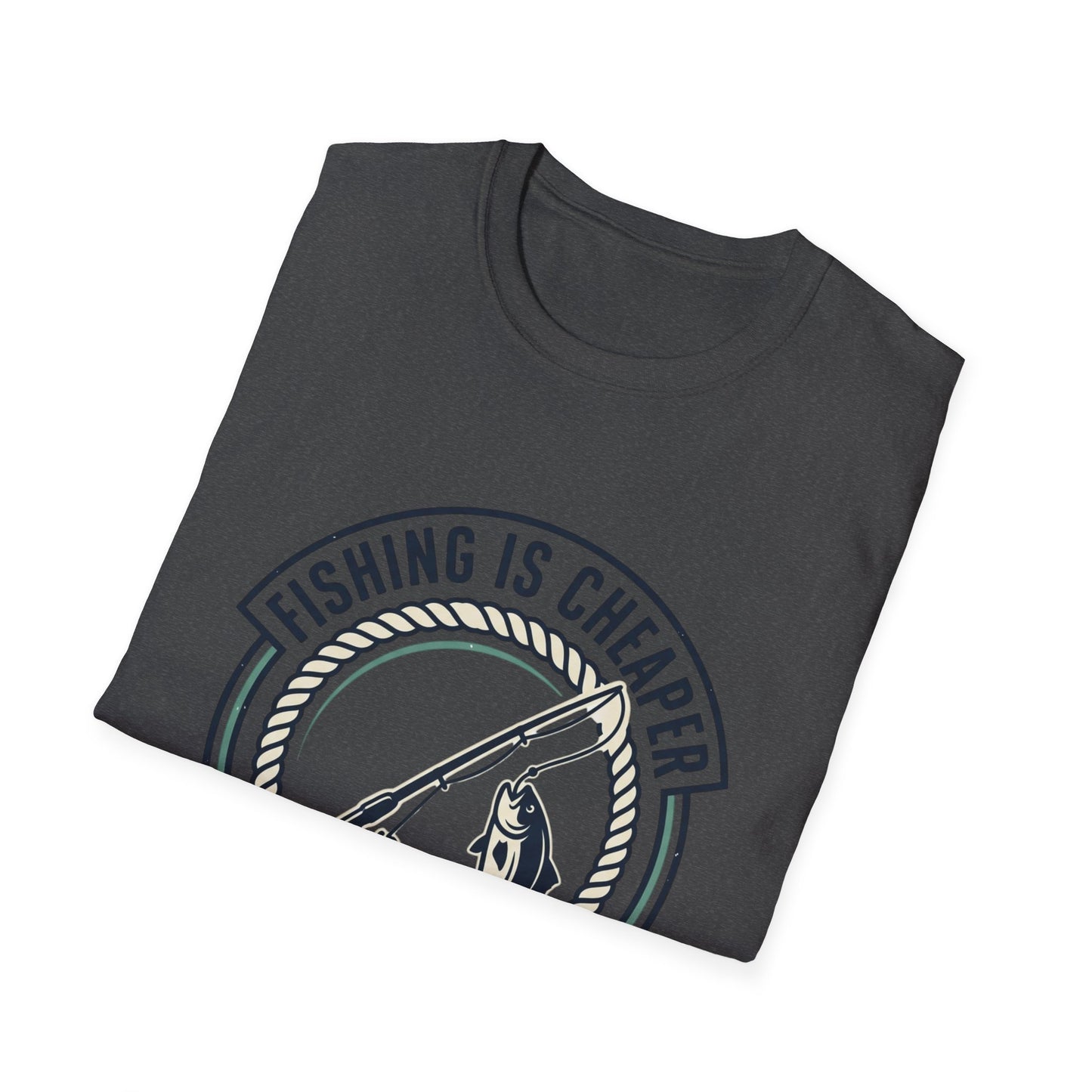 Fishing Is Cheaper Than Therapy T-Shirt — Funny Fishing Graphic Tee for Anglers