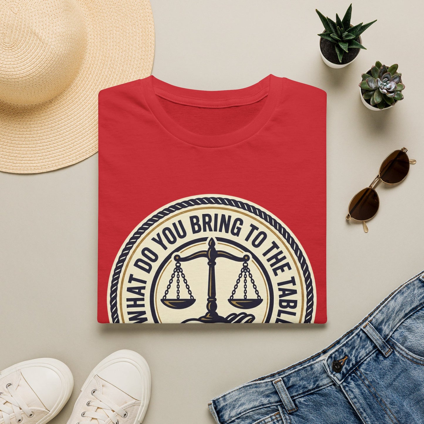 “What Do You Bring to the Table?” Legal Support & Balance T-Shirt-Scales of Justice Tee