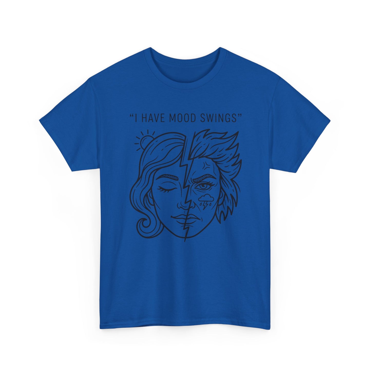 Mood Swings Graphic Tee — Split Face Line Art "I Have Mood Swings" T-Shirt Printify