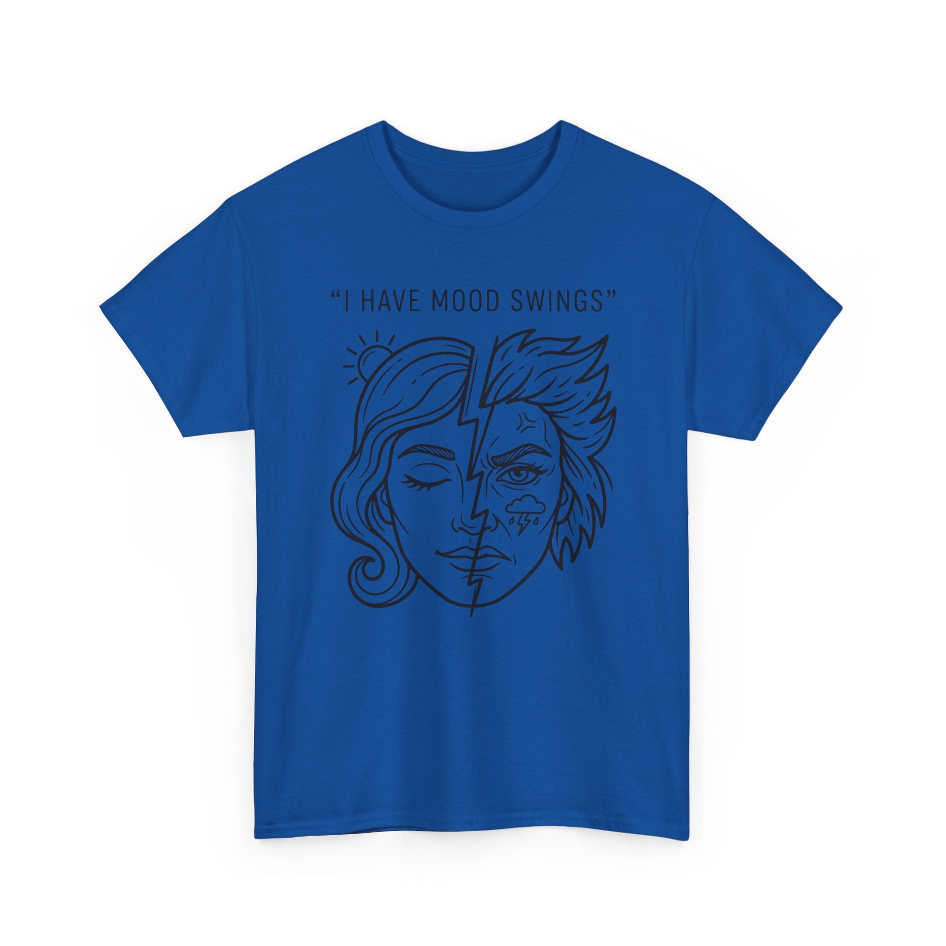 Mood Swings Graphic Tee — Split Face Line Art "I Have Mood Swings" T-Shirt Printify