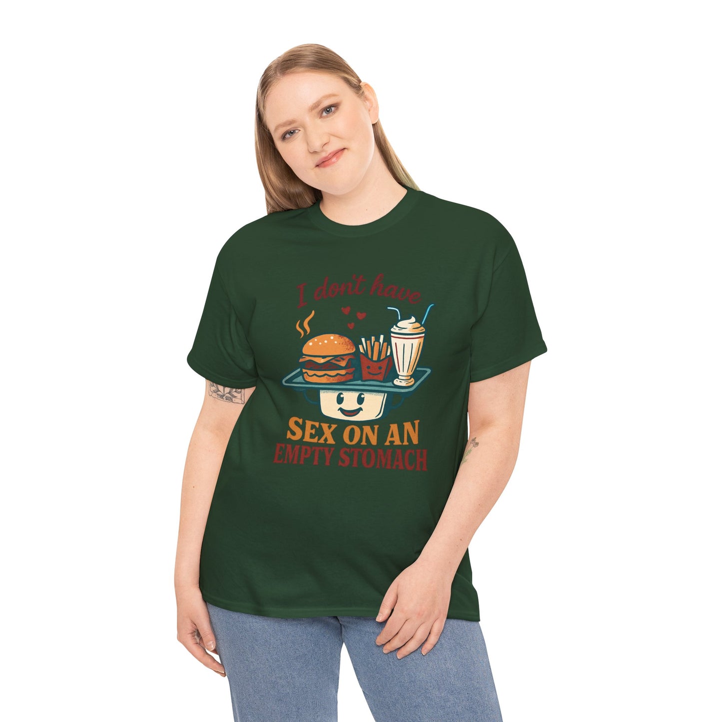 "I Don't Have Sex on an Empty Stomach" Burger & Milkshake Funny T-Shirt