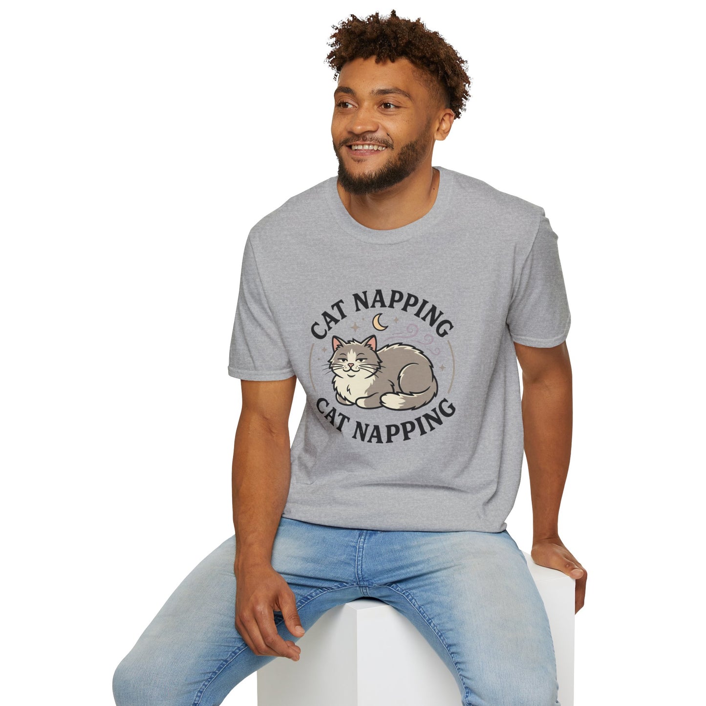 Cat Napping T-Shirt — Cute Sleeping Cat Graphic Tee for Cat Lovers