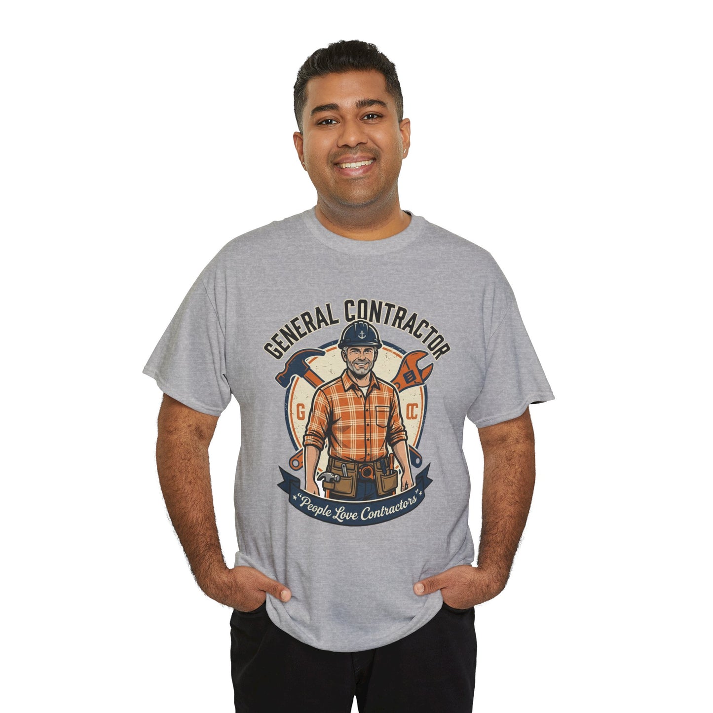 General Contractor T-Shirt — Vintage Construction Worker Logo Tee Printify
