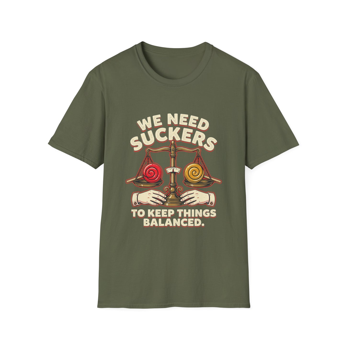 "We Need Suckers to Keep Things Balanced" Retro Candy Scale Tee