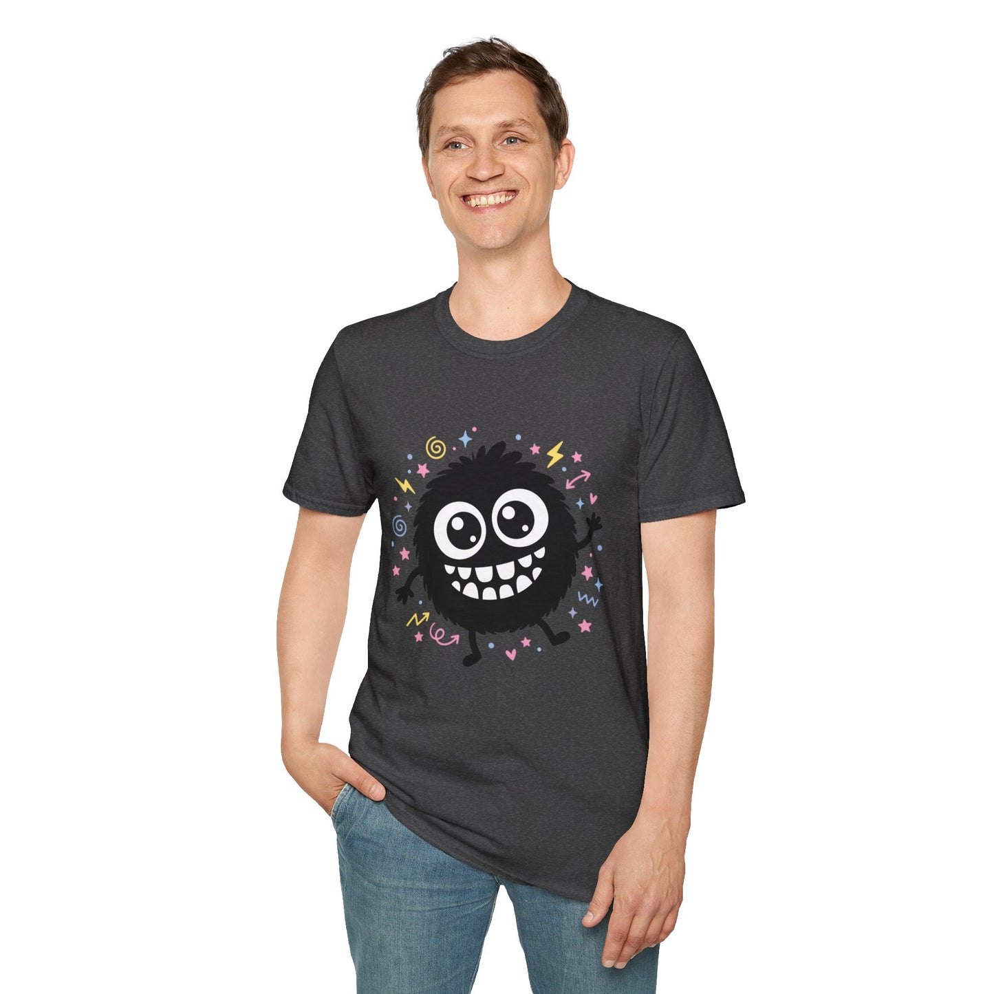 Cute Fuzzy Monster T-Shirt — Playful Cartoon Graphic Tee for Kids & Adults