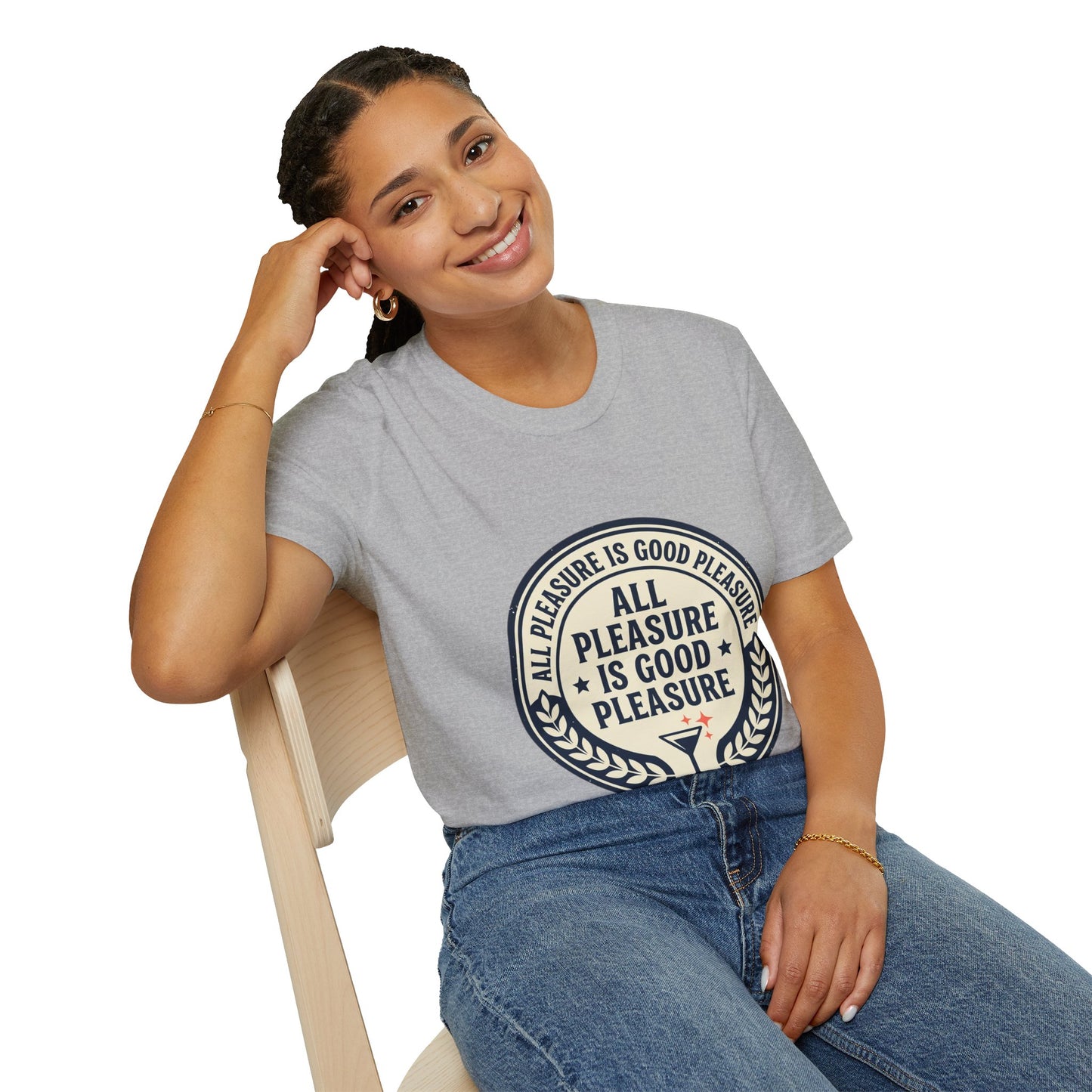 "All Pleasure Is Good Pleasure" Vintage Badge Tee