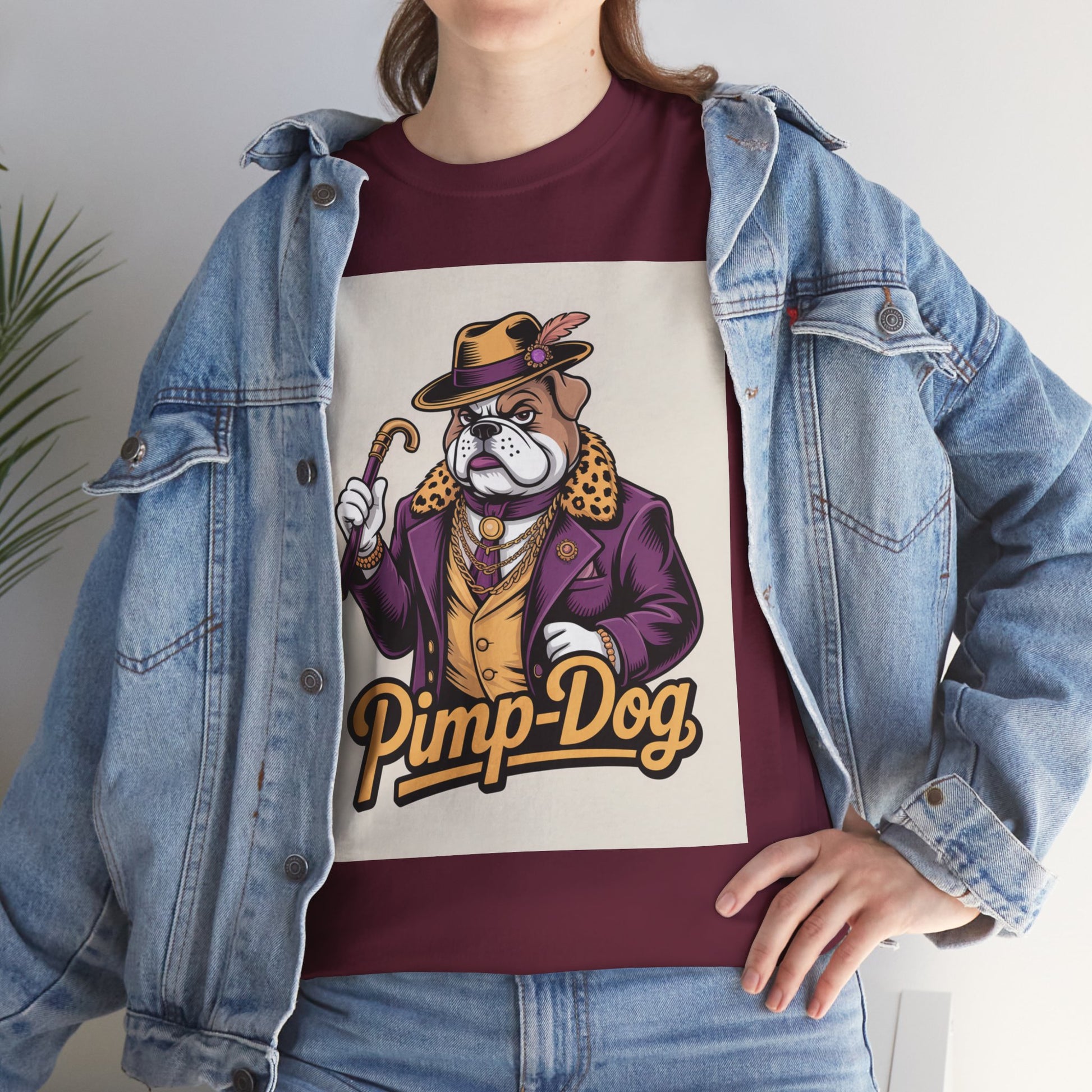Pimp-Dog Graphic Tee — Retro Bulldog Character Shirt Printify